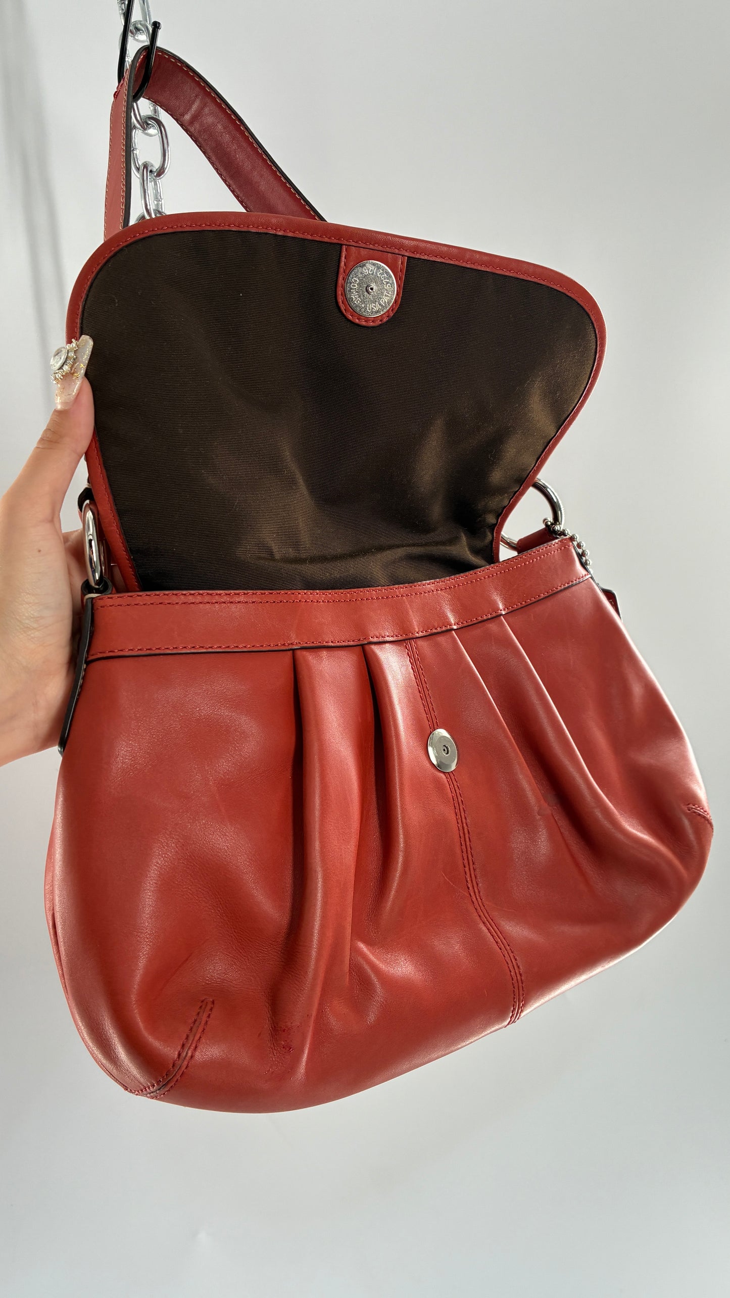 Vintage COACH Soho Salmon Orange Genuine Leather Shoulder Bag