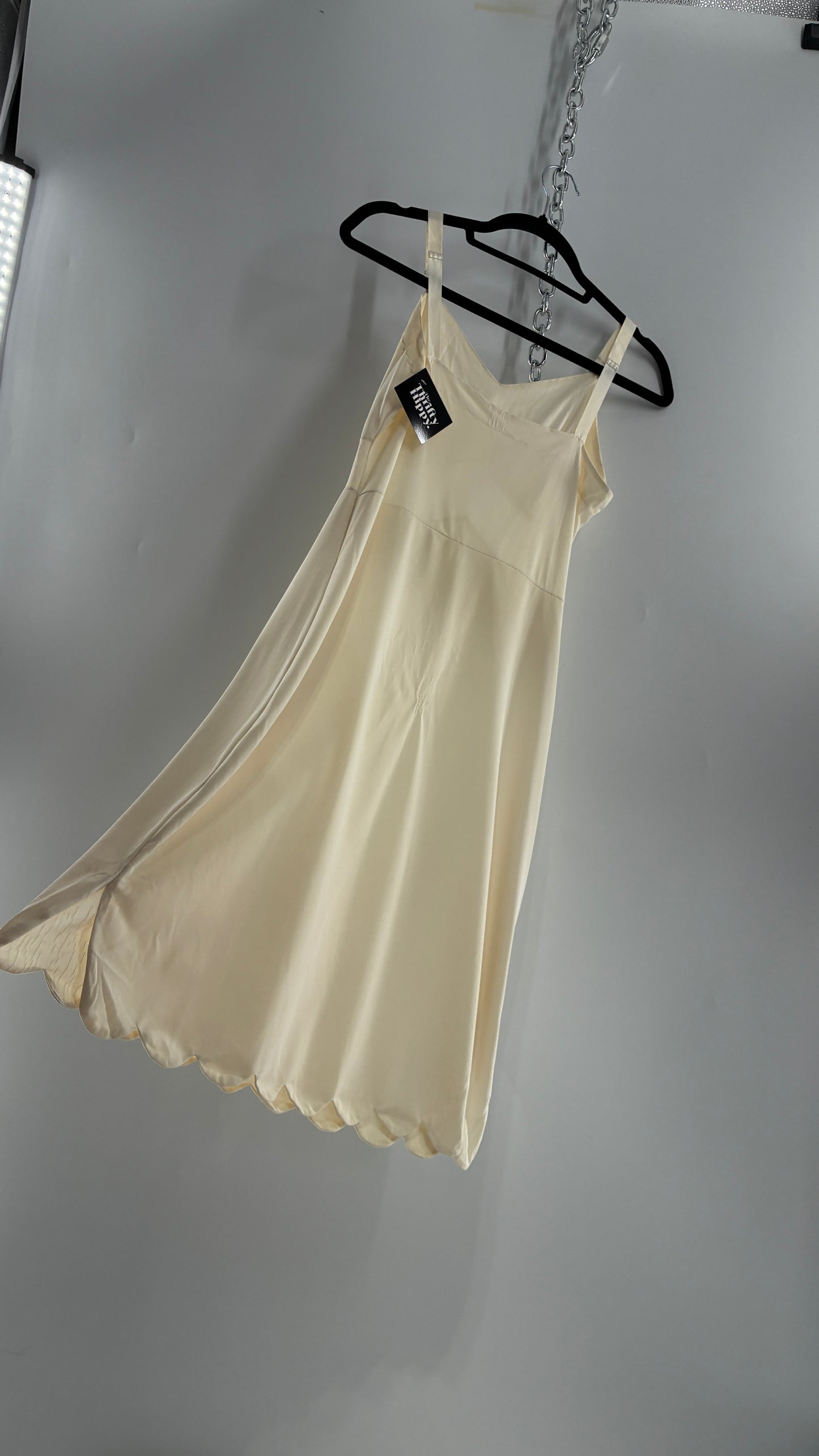 Vintage Slip Dress with Pleated, Embroidered Bust (No Size or Label)