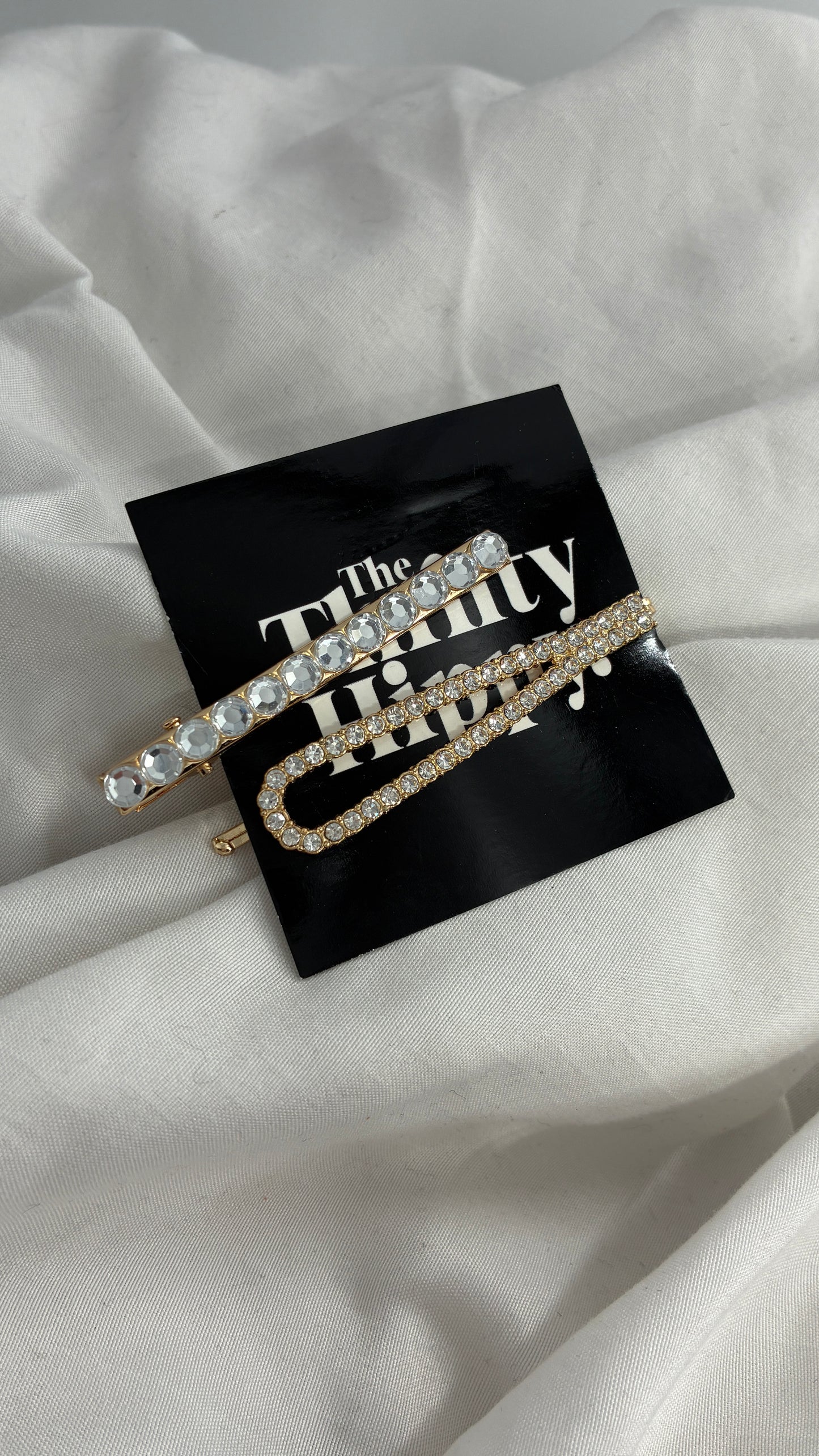 Gold Crystal Rhinestone Hair Clips