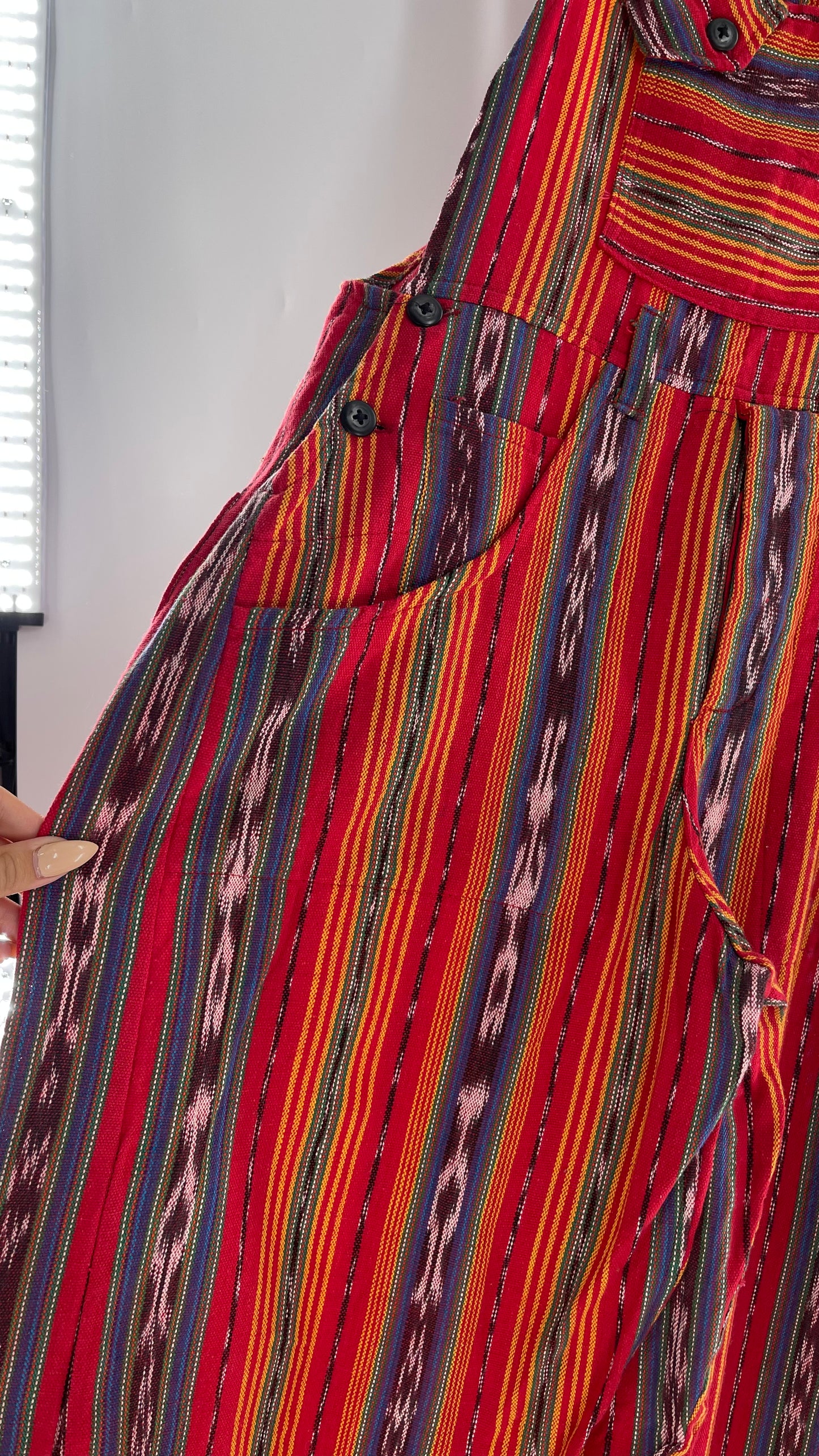 Vintage Red Baja 1970s Guatemalan Overalls (Medium)