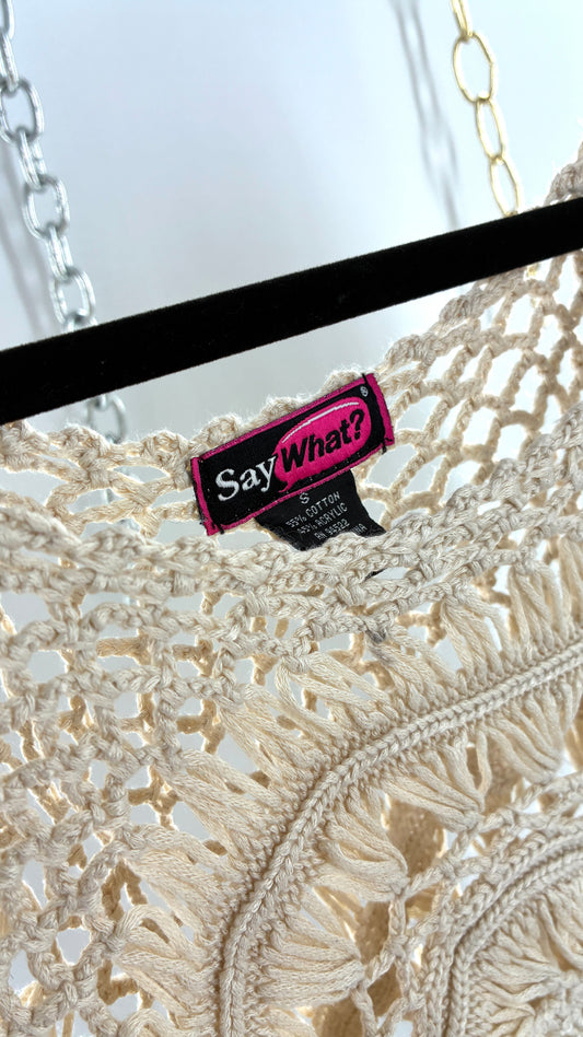 Vintage SAY WHAT Crochet Top with Fringe (Small)