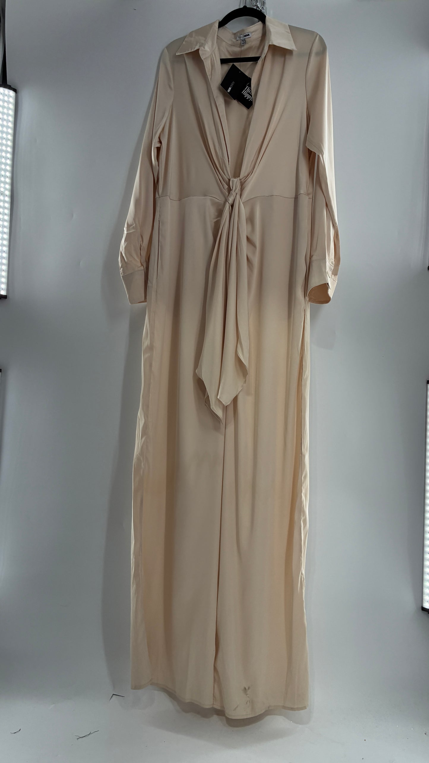 FASHION NOVA Silky Champagne Wide Leg Jumpsuit (XXL)