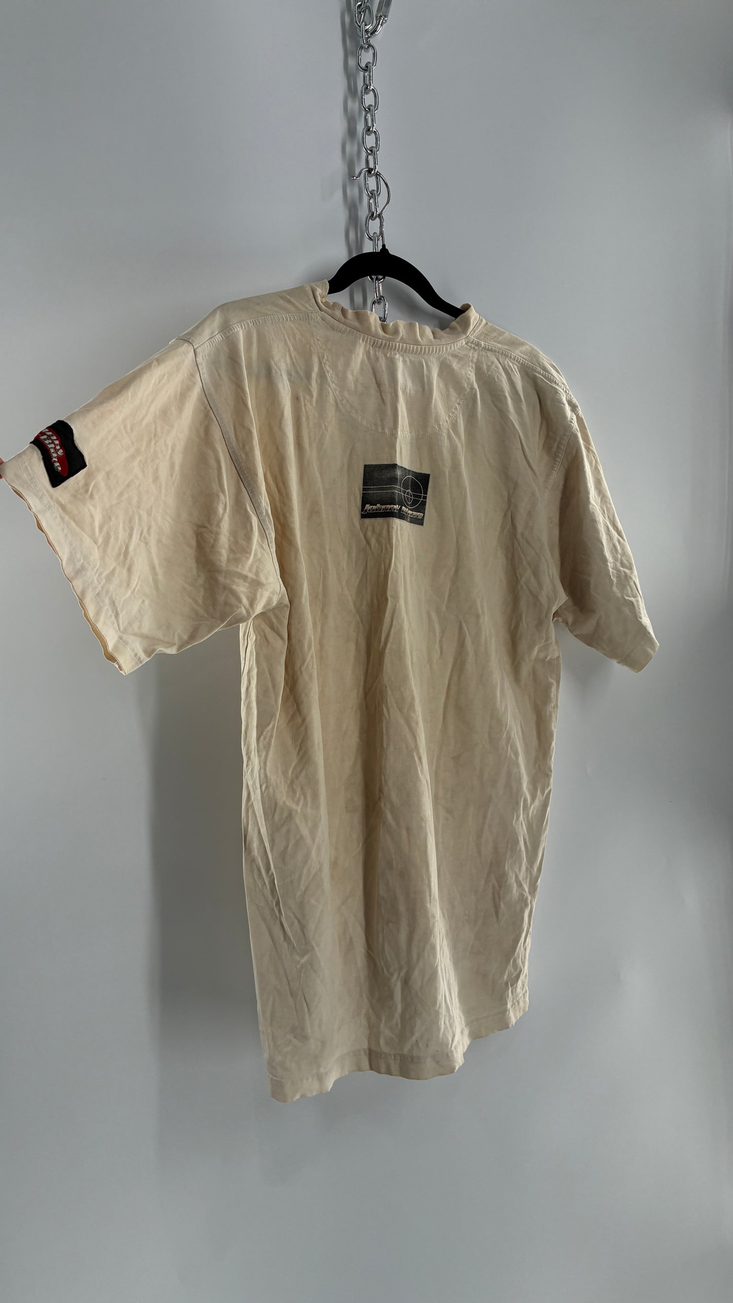 Vintage JOHNNY BLAZE Distressed, Rugged Graphic T Shirt (L)