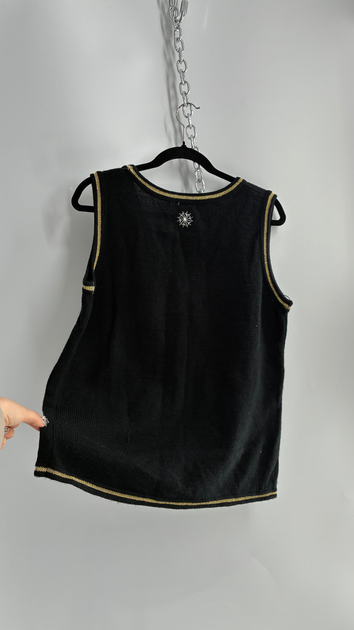 Festive Holiday Christmas Embroidered Vest Top (Medium)