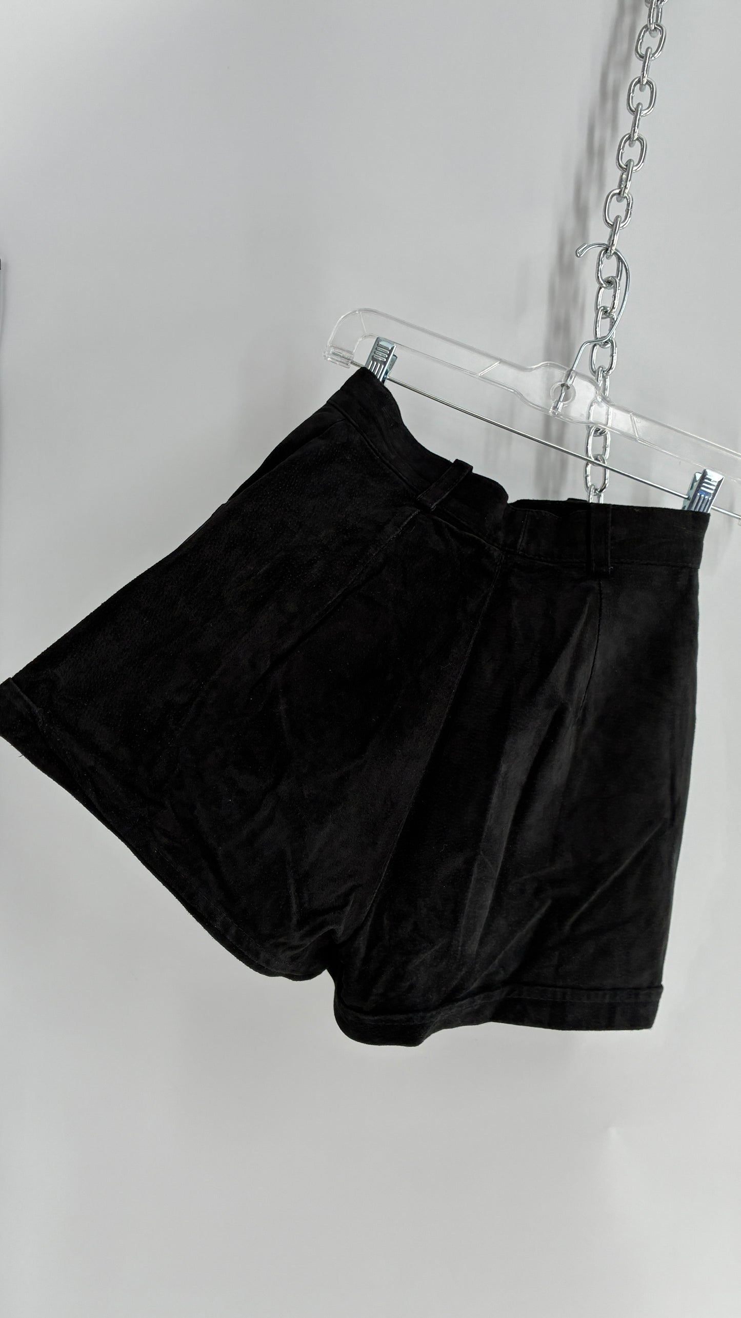 Vintage NEVADA BLUE Black Genuine Suede High Waisted Shorts (XS)