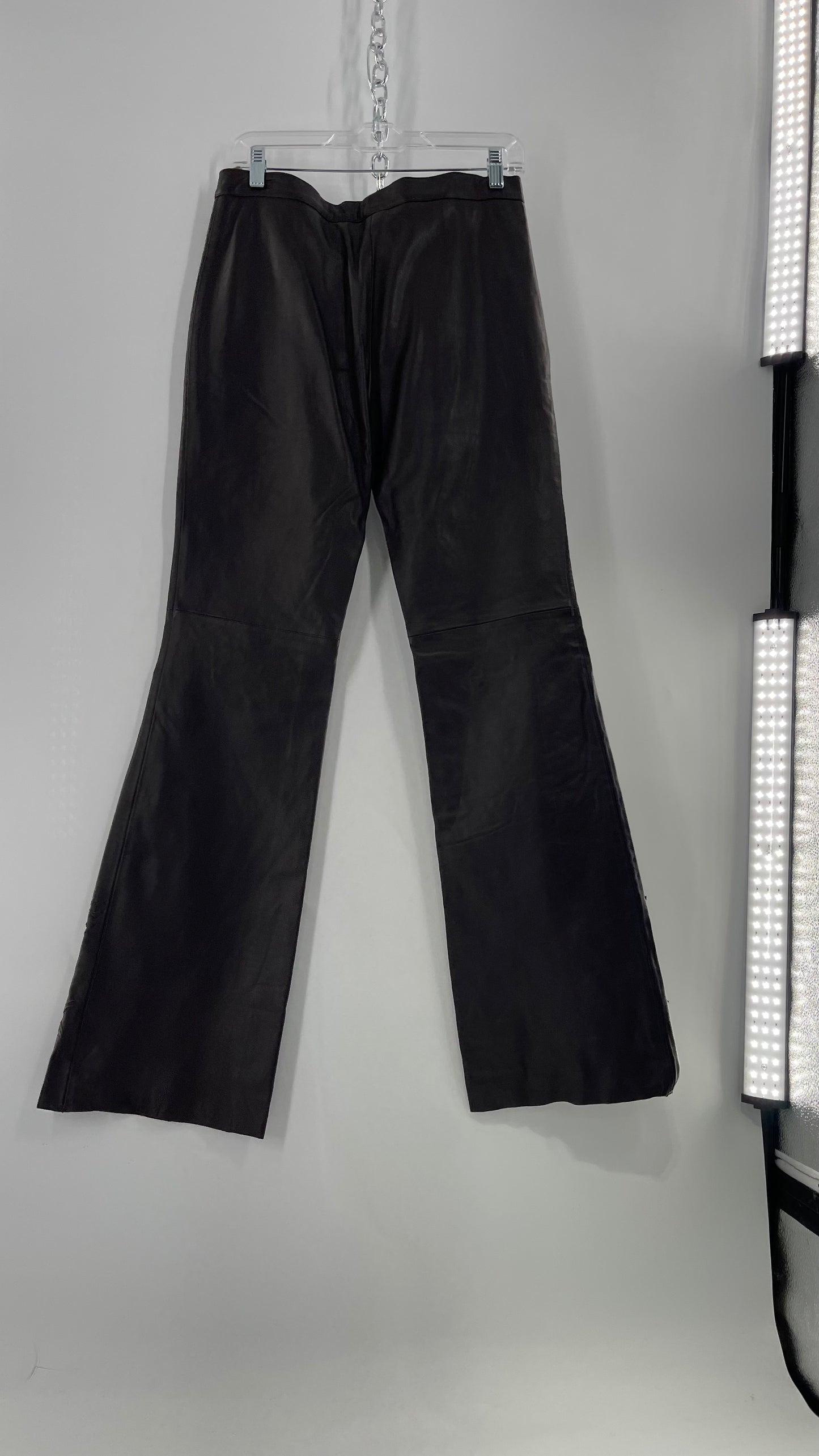 Moschino Brown Leather Embroidered Pants (10) ***WITH TAGS***