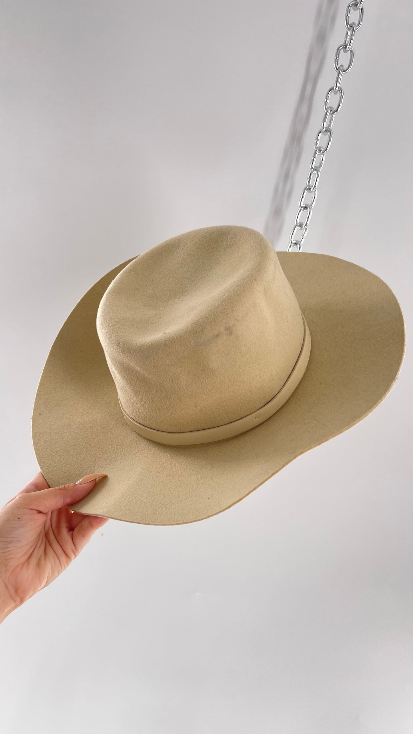 Free People Beige 100% Wool Wide Brimmed Sun Hat