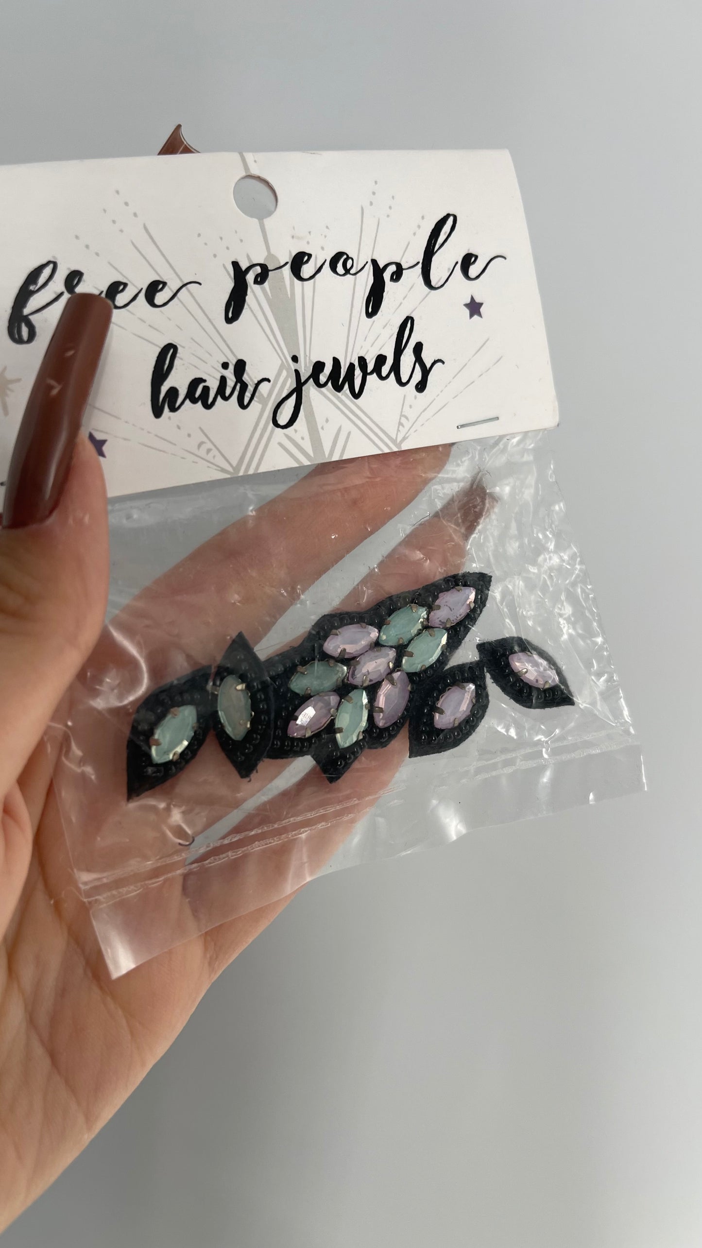 Free People Aqua Blue and Lilac Purple Velcro Hair Jewels