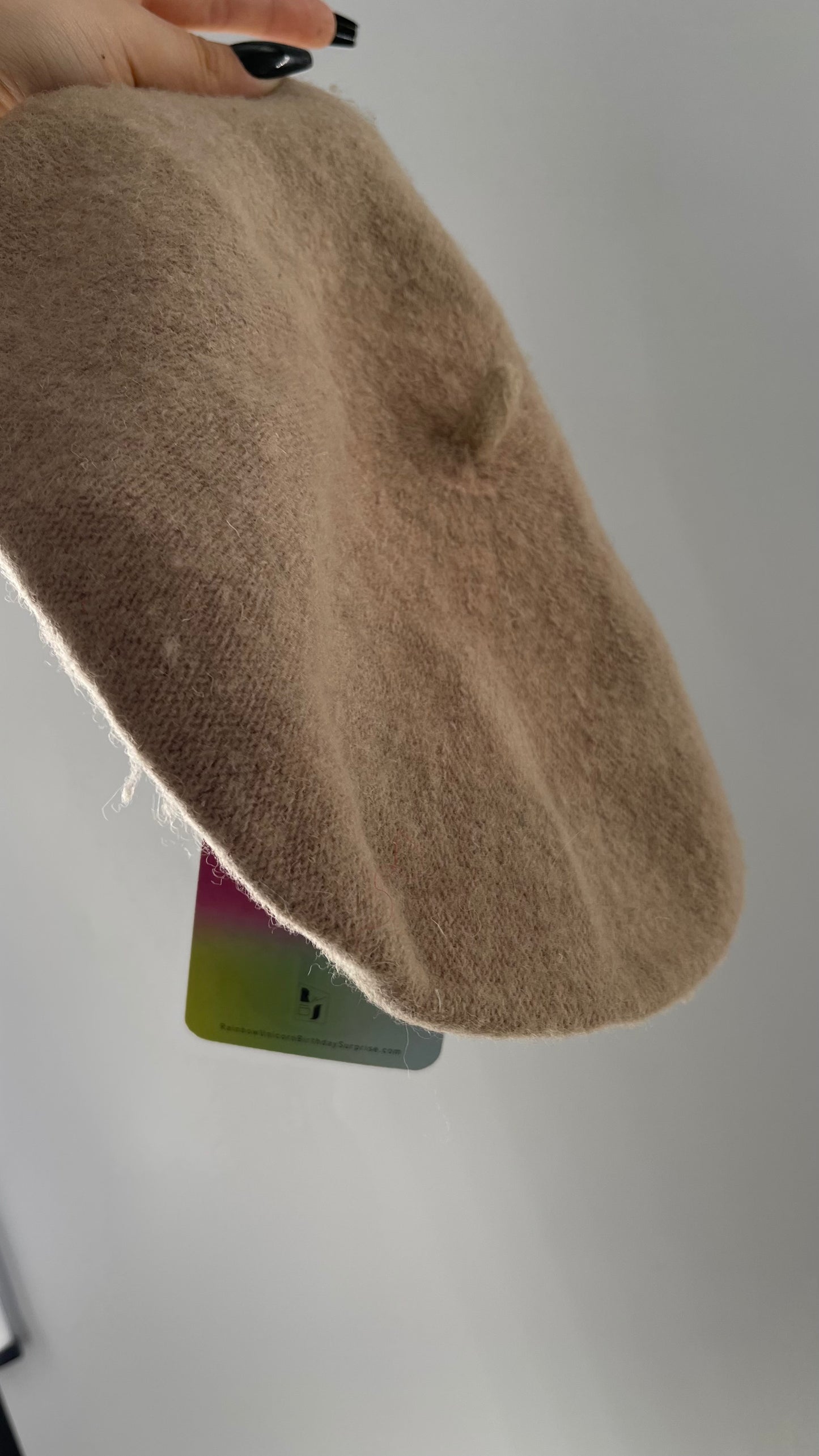 Free People Rainbow Unicorn Birthday Surprise Tan Wool Beret