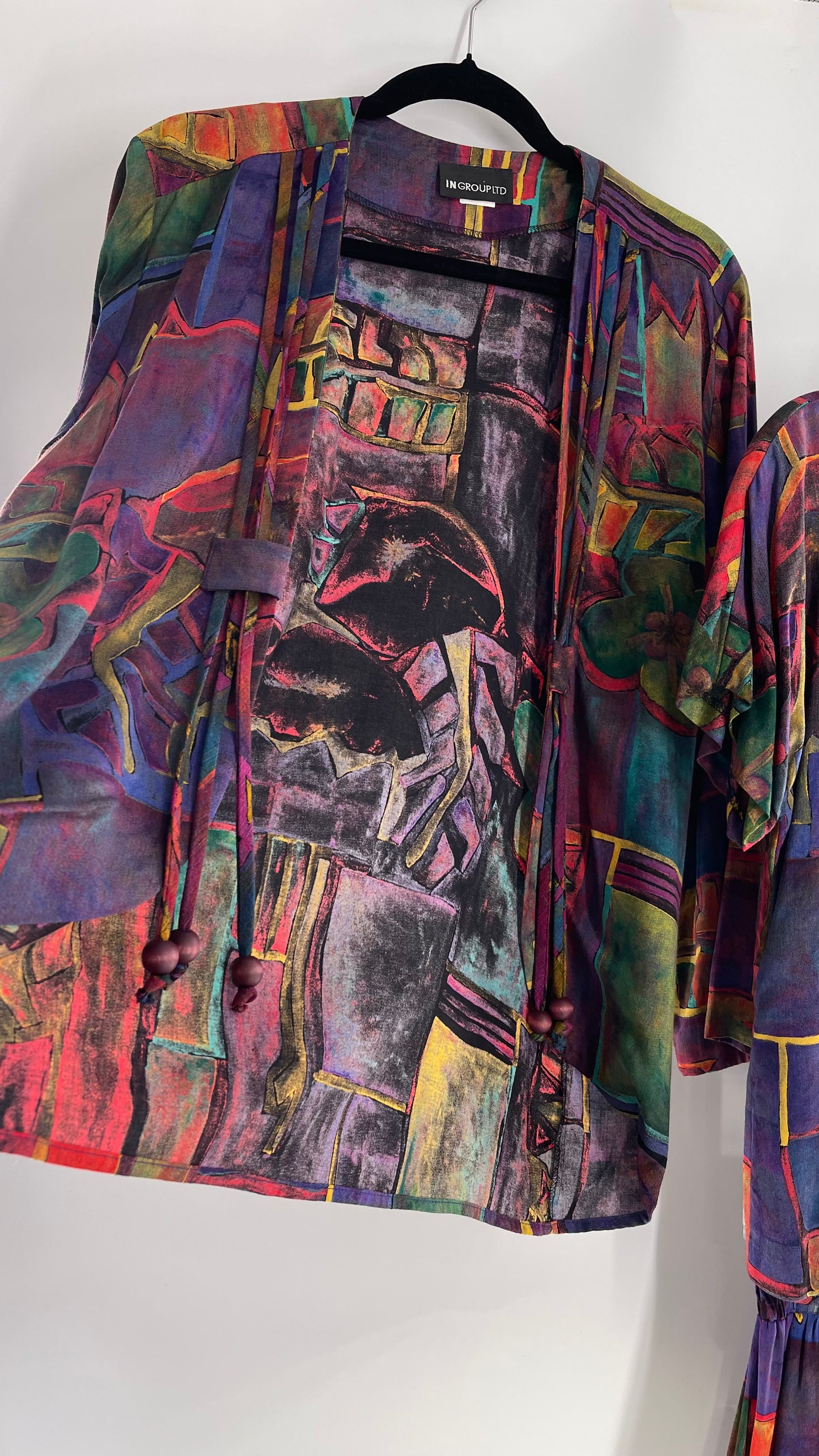 Vintage INGROUP LTD Abstract Art Girl 3pc Set -Skirt,T and Cape (2)