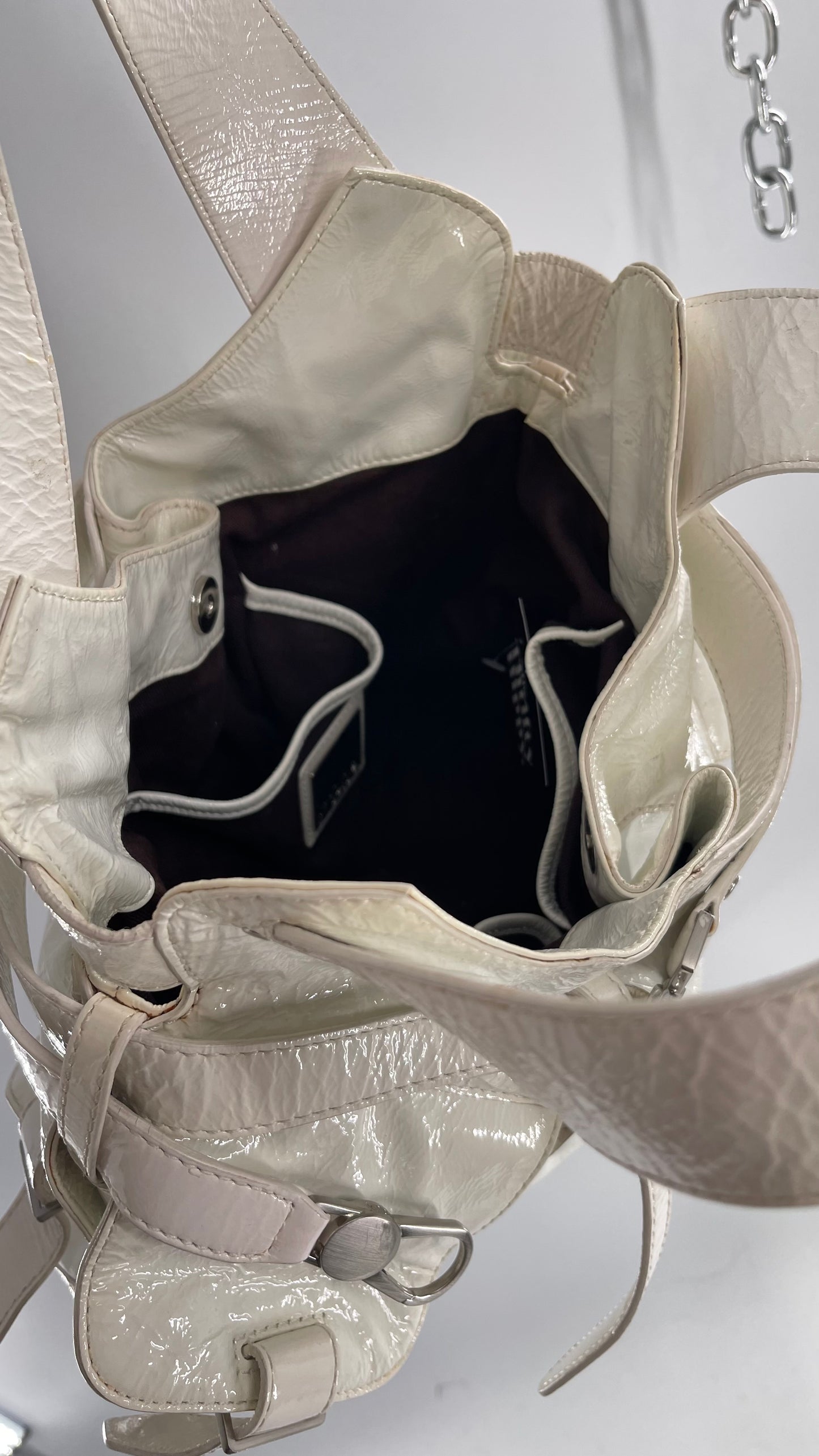 Vintage 1990s White Buckle Bag