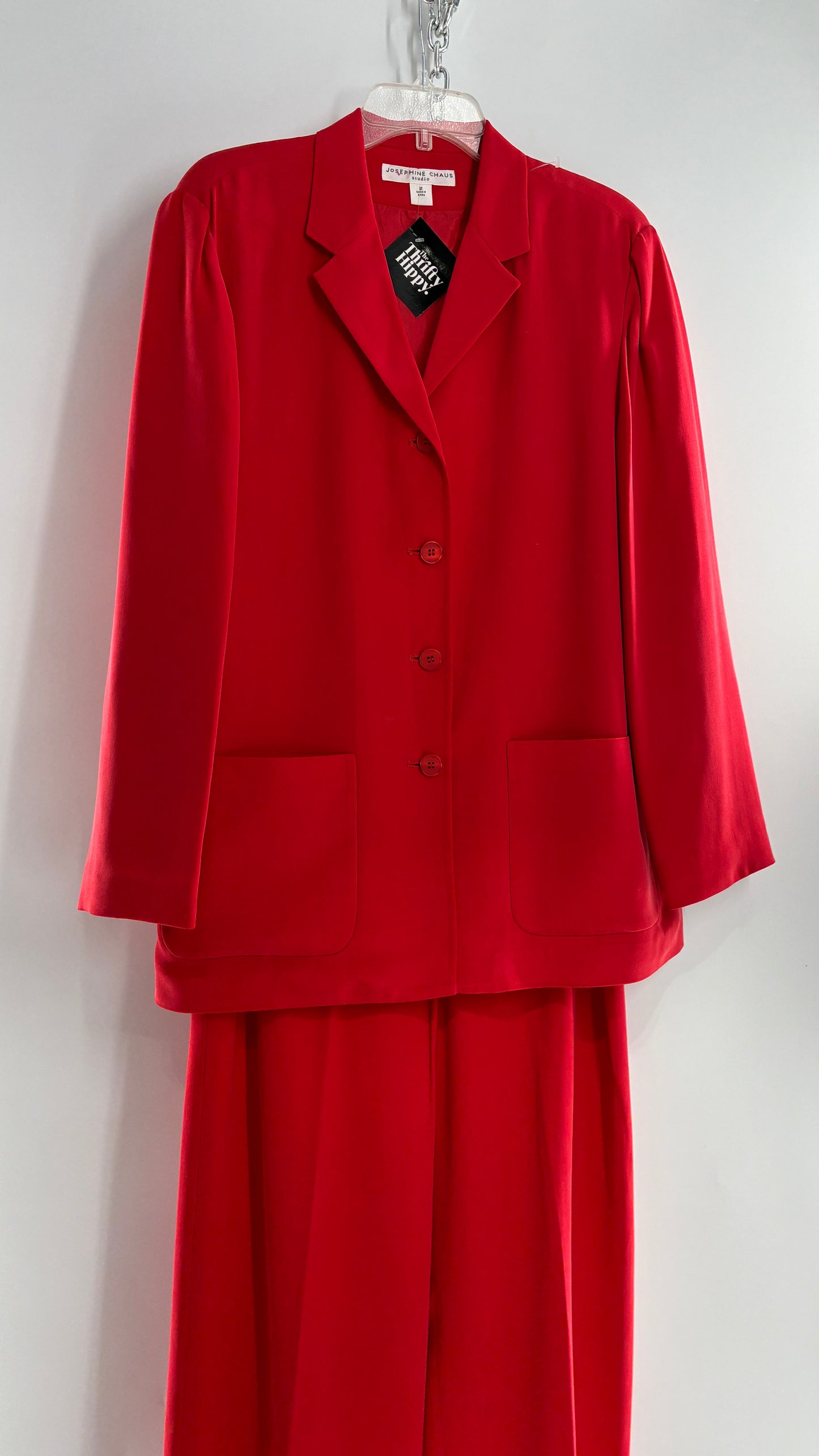 Vintage Josephine Chaus Cayenne 100% Silk Power Blazer and Wide Leg Trouser Set (12)