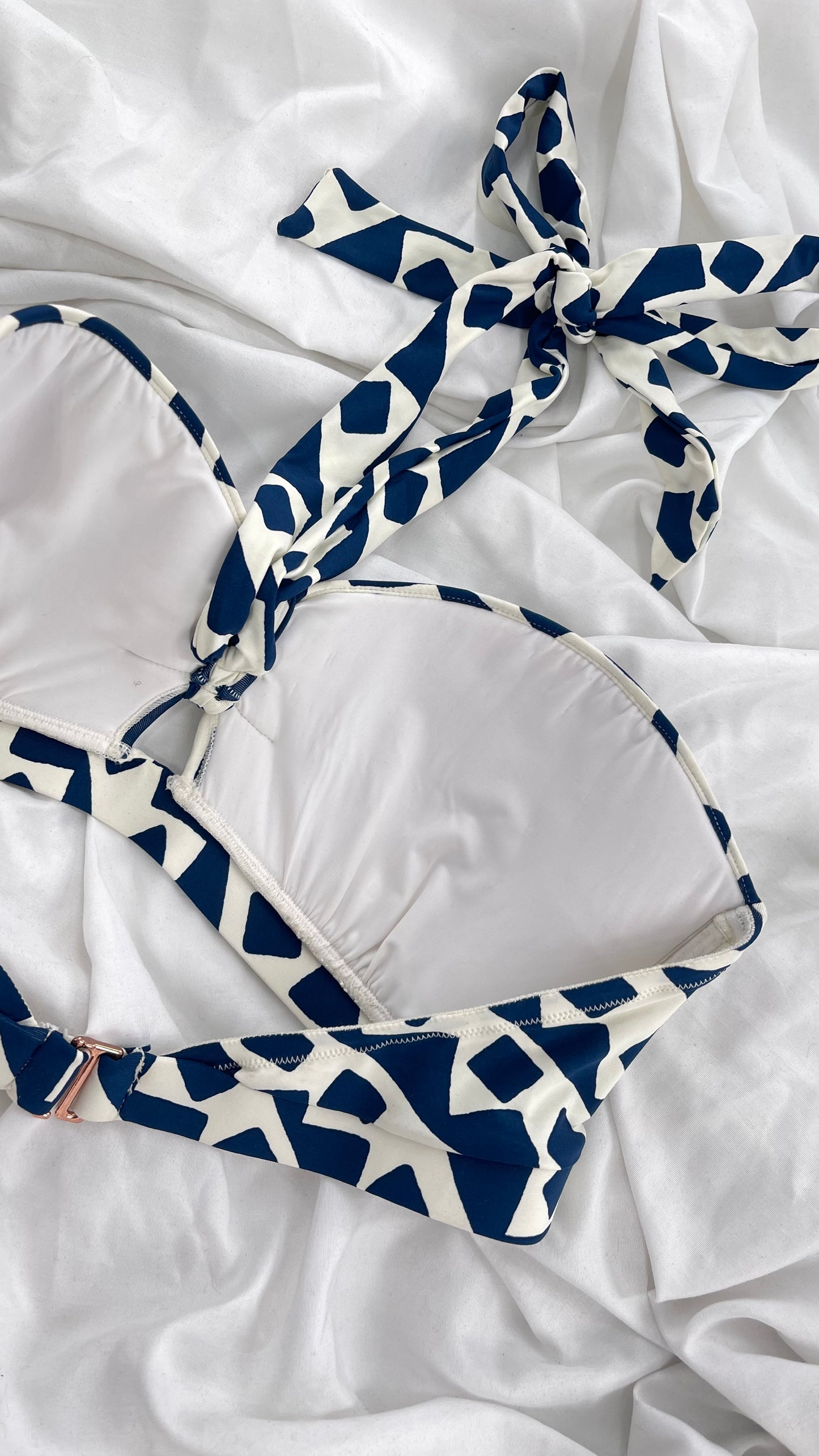 Anthropologie ALIHOP Navy and White Swim Top (Large)