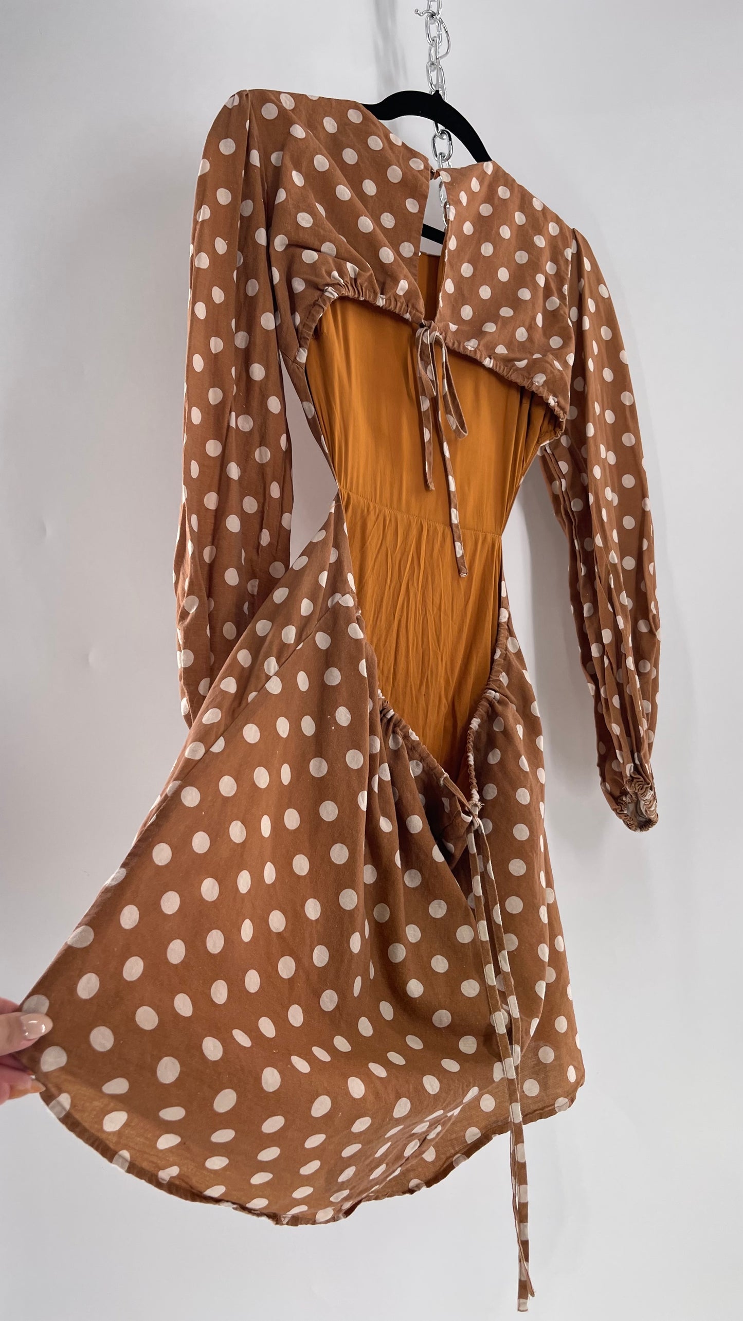 Charlie Holiday Halcyon Brown Polka Dot Open Back Linen (2)