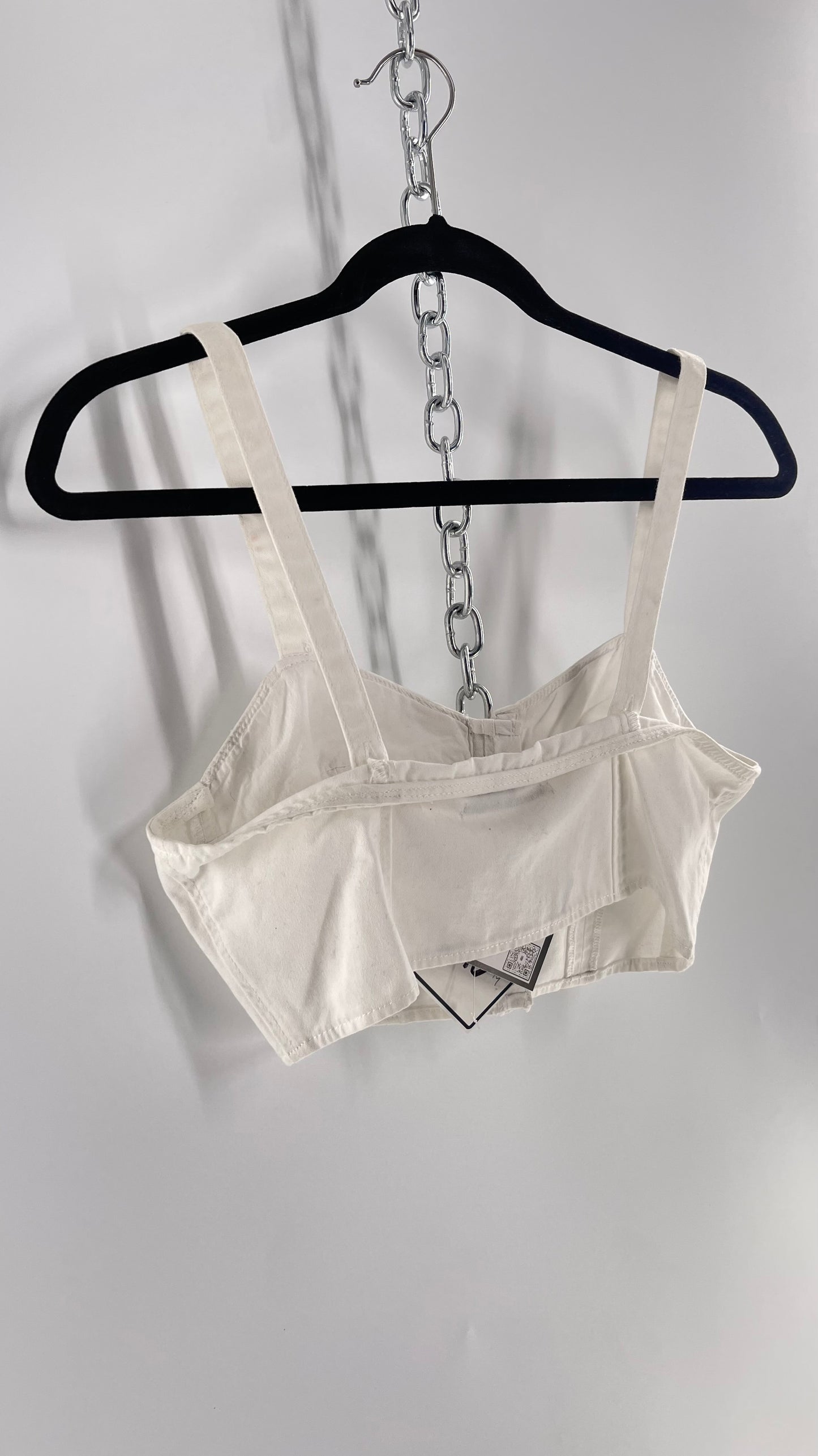 Urban Outfitters White Denim Eyelet Closure Corset Front (M)