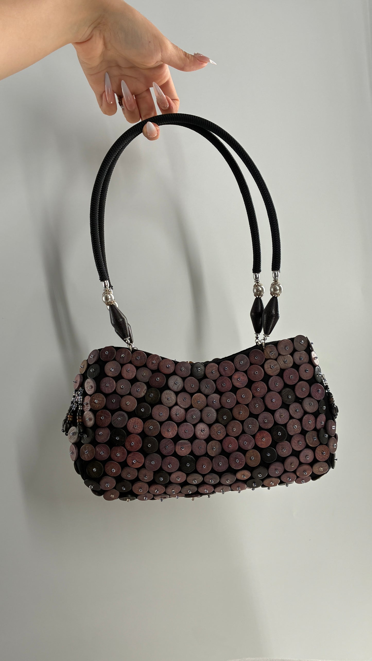 Vintage Embellished Purse with Sequins, Beading, Shells, and Florals