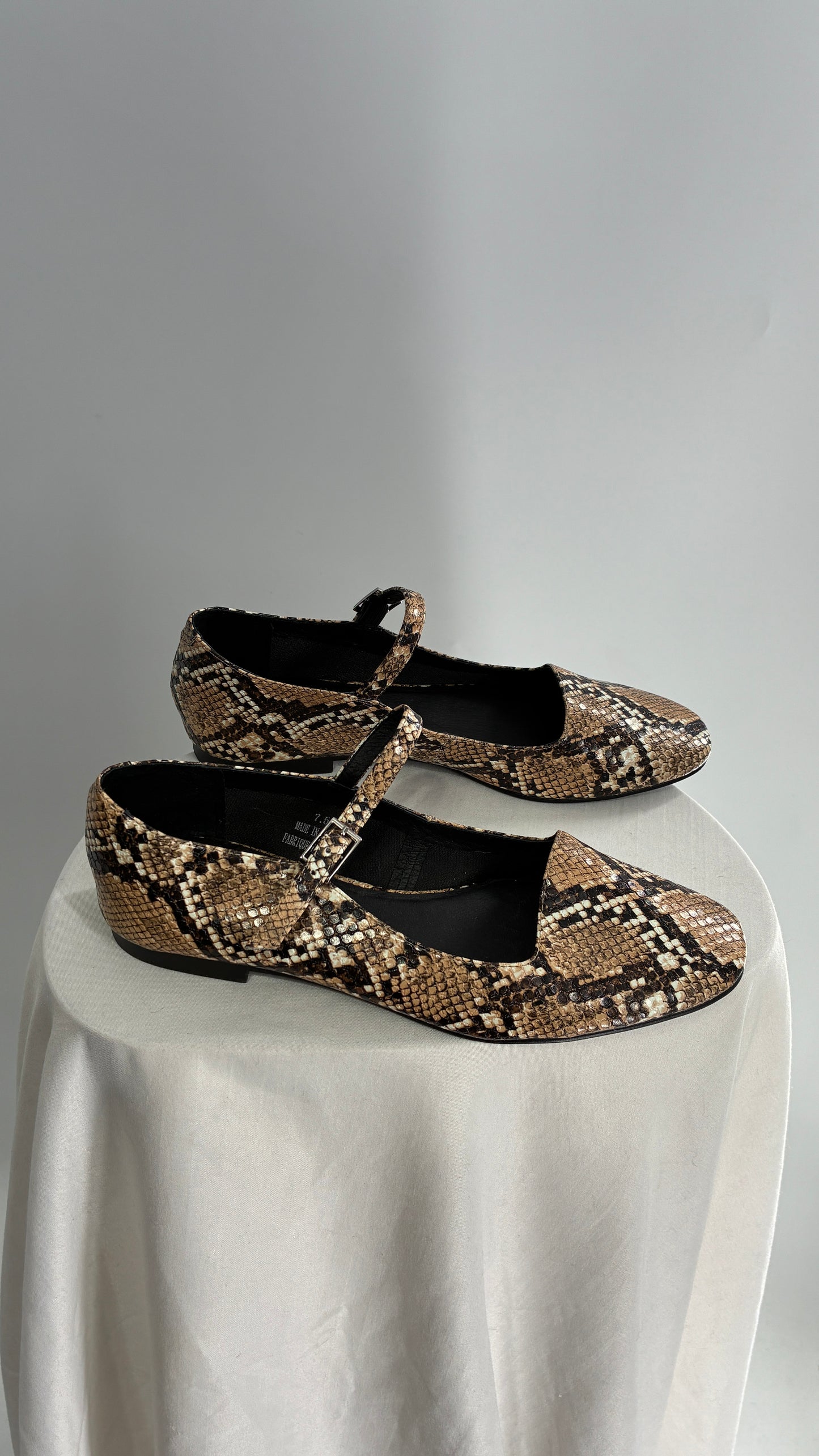 Jeffrey Campbell Snakeskin MaryJane Ballet Flats (7.5)