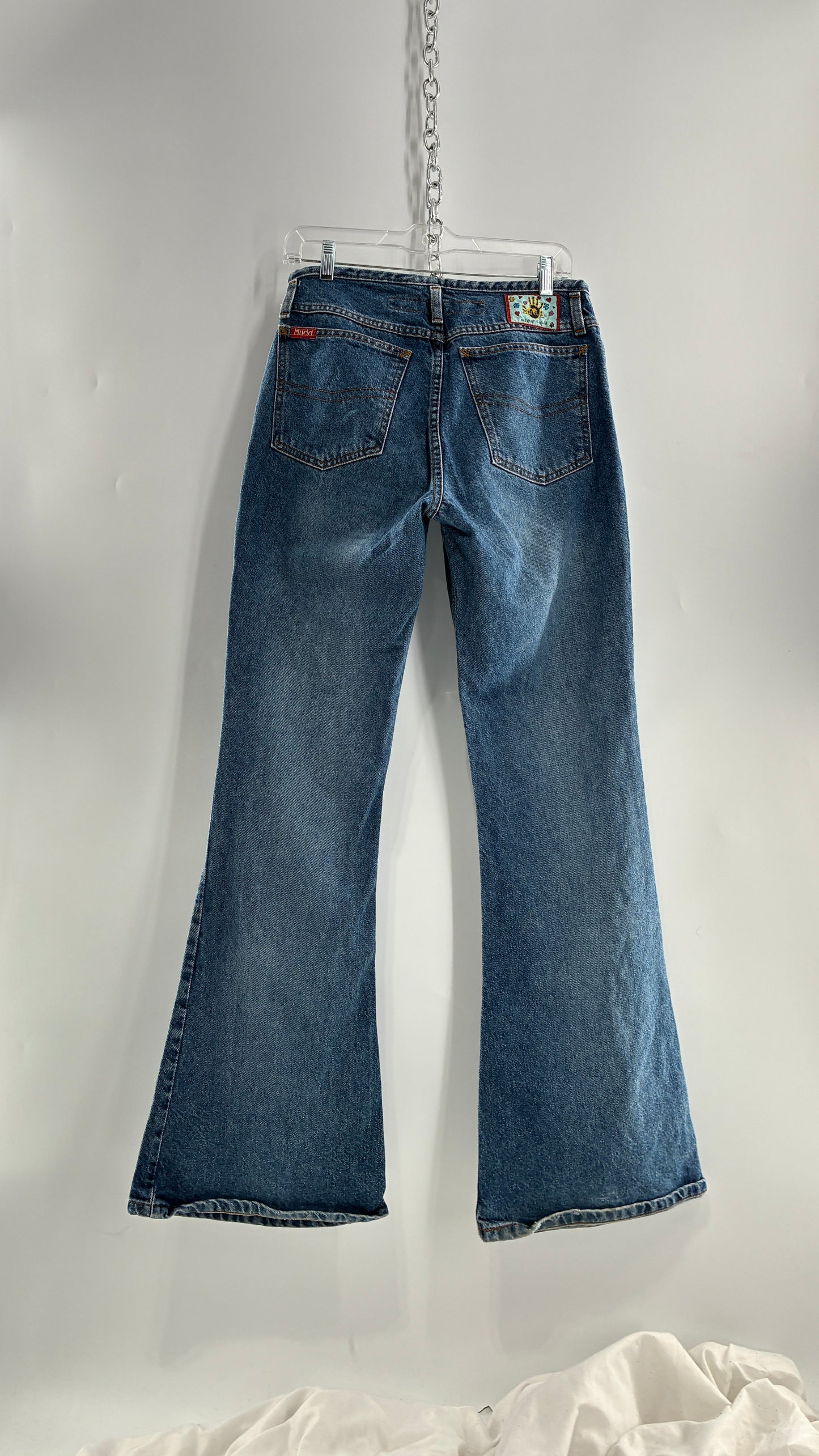 Vintage 1980s MUDD Flared Button Front Jeans with Colorful Jacron (9)