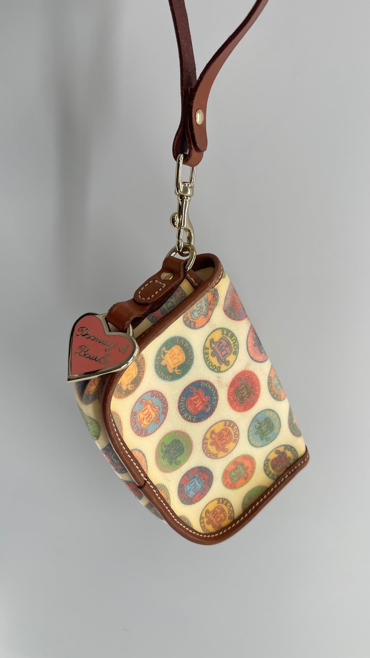 Vintage Dooney & Bourke Coin Purse/ Wristlet with Heart Shaped Charm