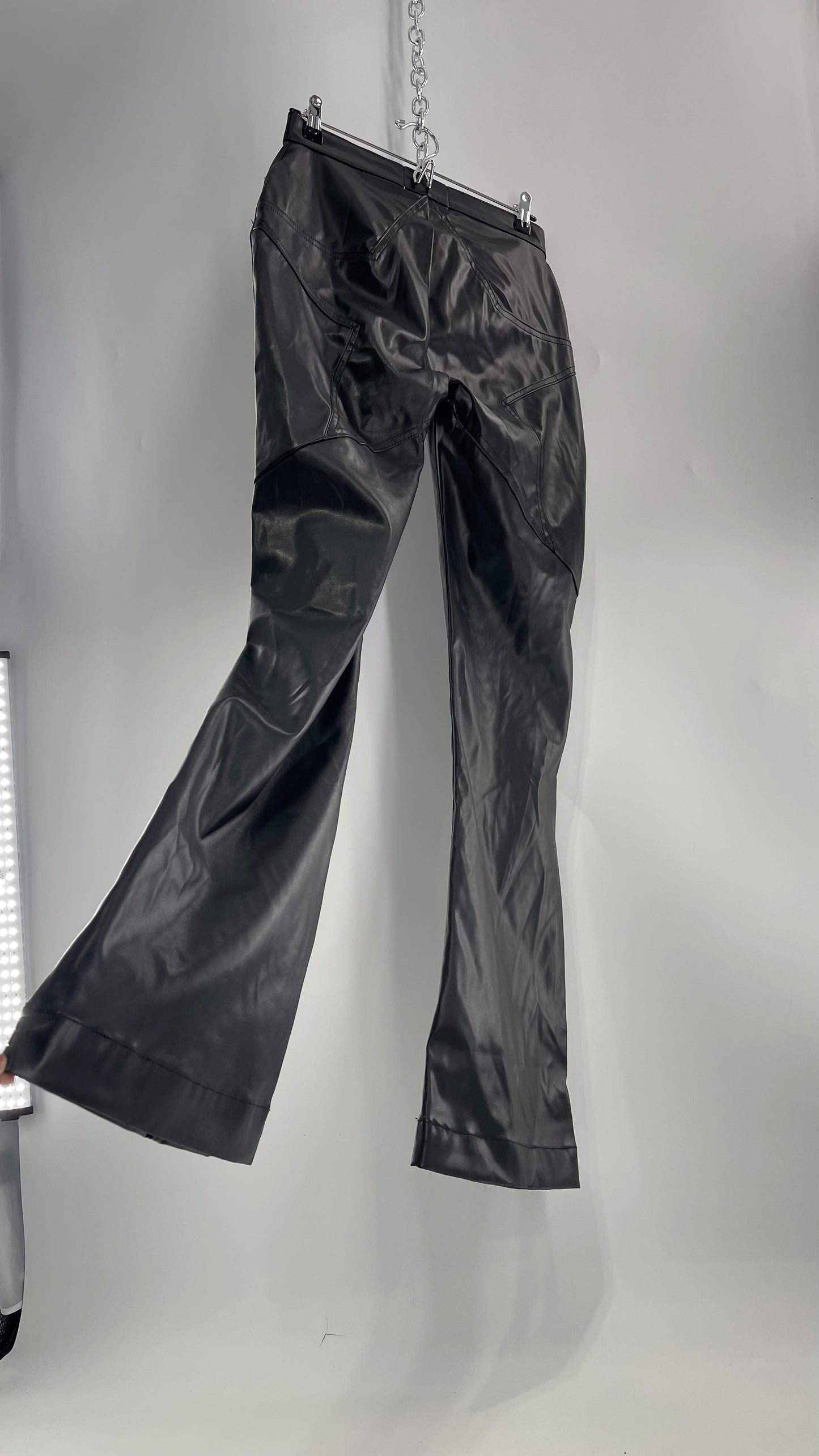 Revice Faux Leather Kick Flares with Star Bum (29)