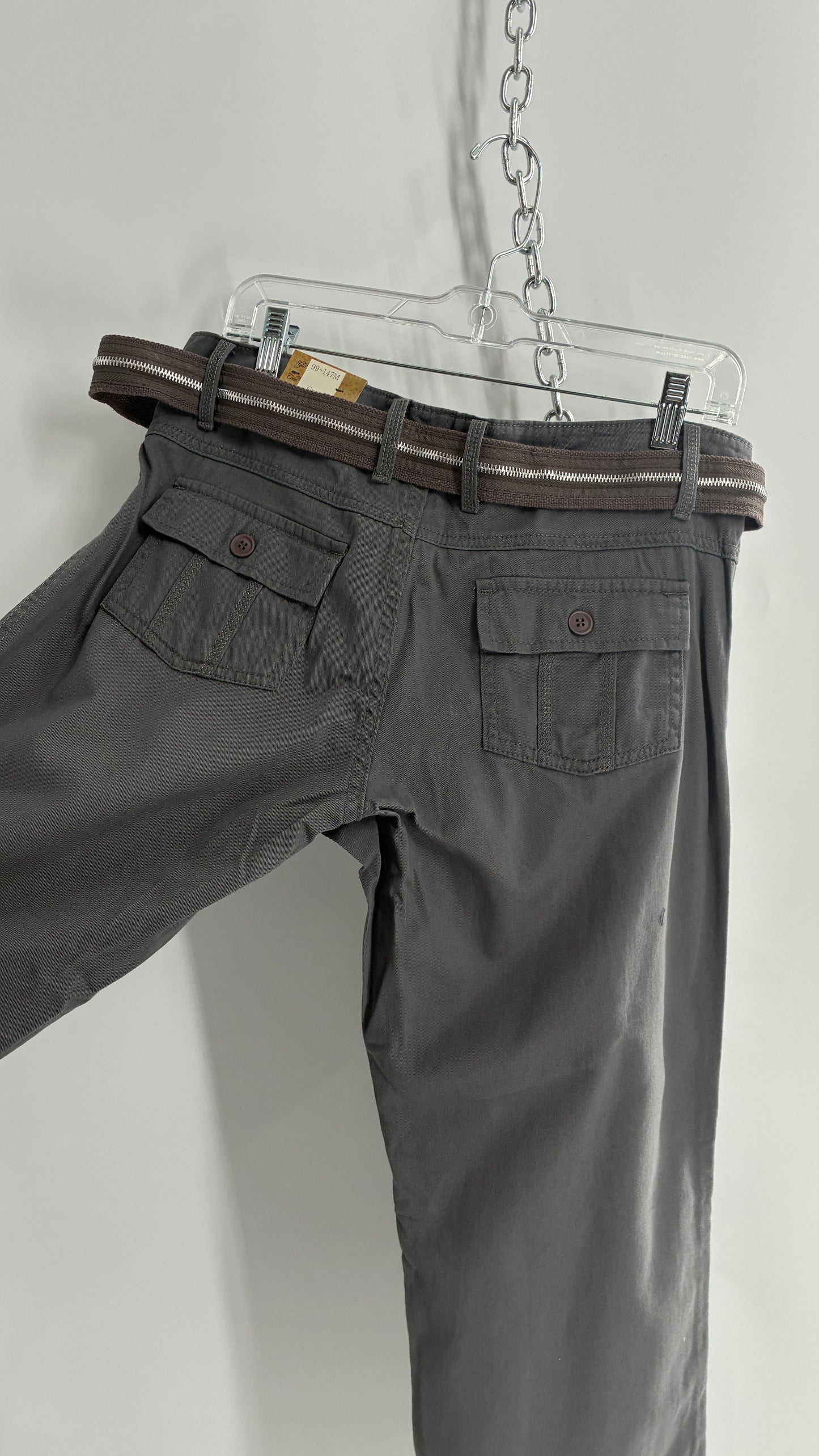 Deadstock Vintage Grey MOKACHINO Grey Pocketed Low Rise Zipper Belt Kickflares (8)