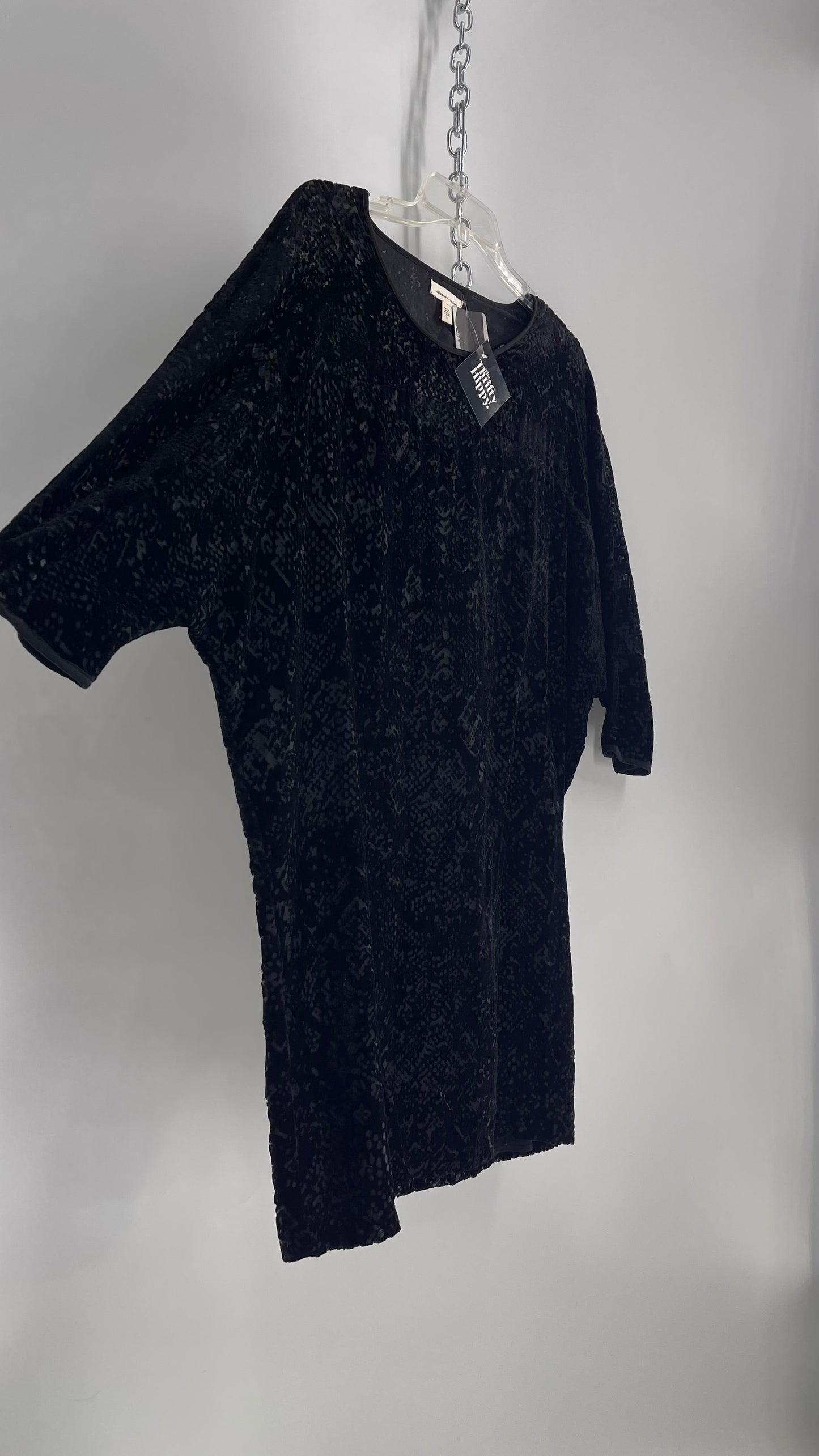 Silence + Noise Urban Outfitters Black Textured Velvet Dress with Open Back Detail and Tags Attached (Medium)