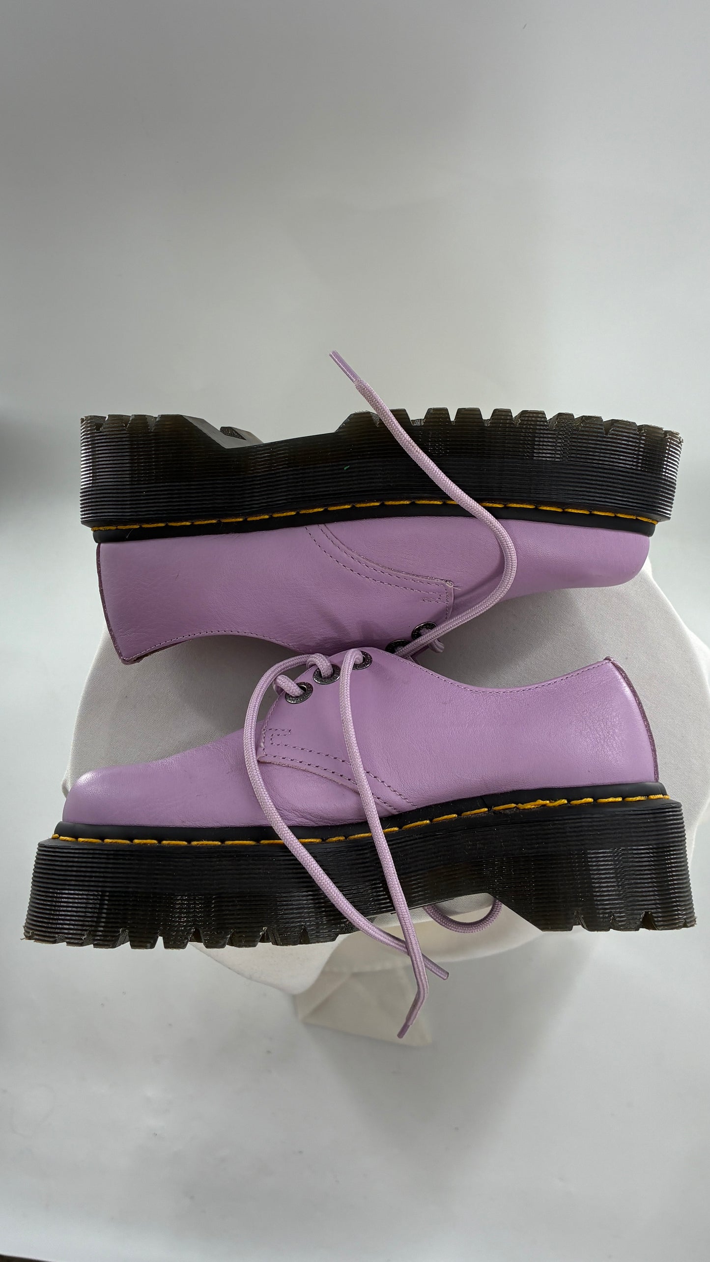 Vintage Dr. Martens 1461 Quad II, Lilac Purple, Pisa Leather Platform Oxfords (6)
