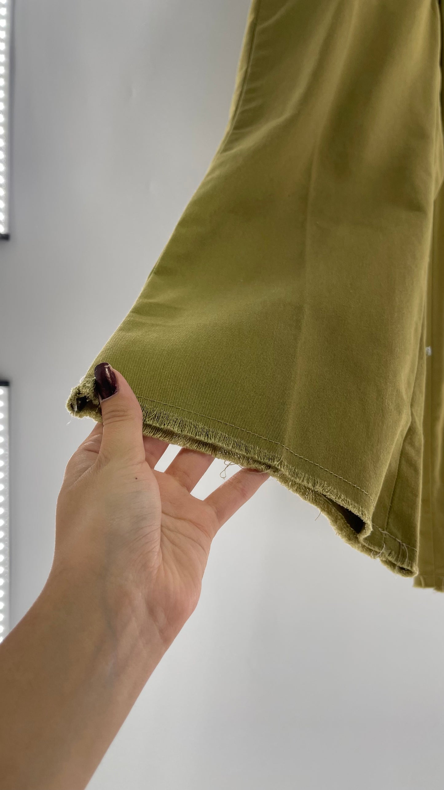 Dickies Mustard Green Cropped with Raw Edge Hem (4)