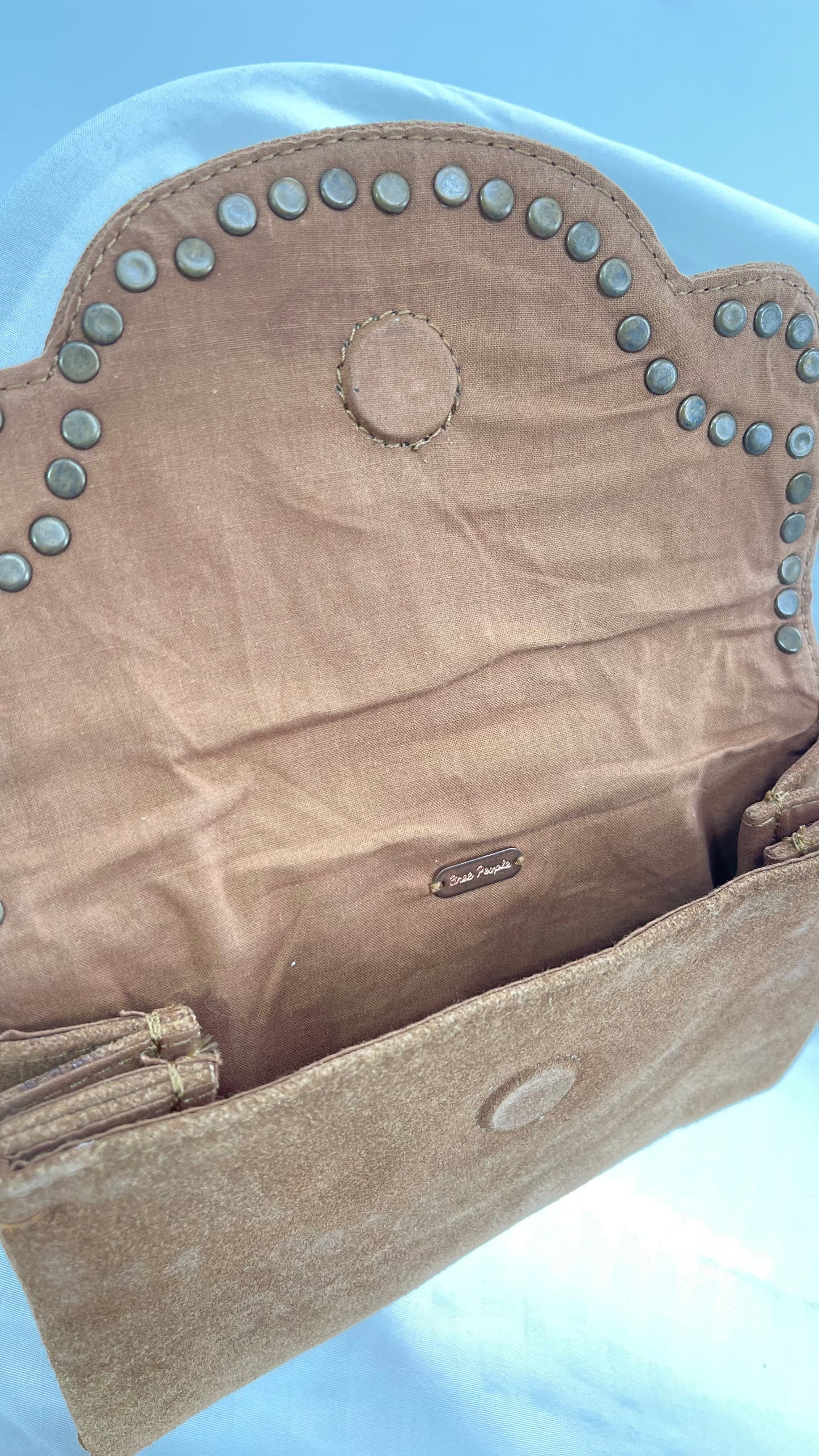 Free People Brown Leather Studded Fanny Pack / Waist Belt and Satchel