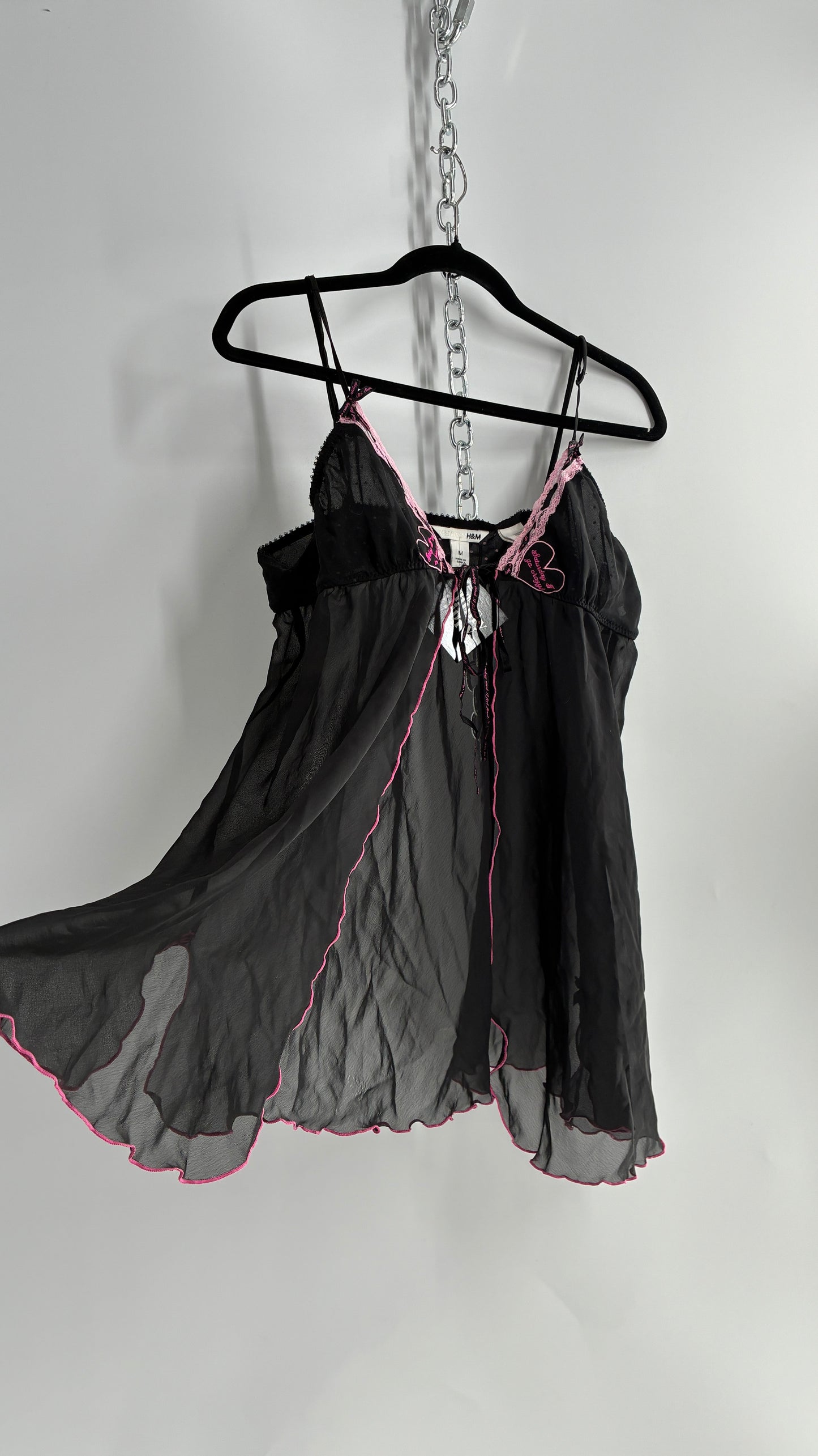 Vintage “Friday I’m in Love. Saturday I go crazy.” Heart Patchwork Polka Dot Camisole (M)