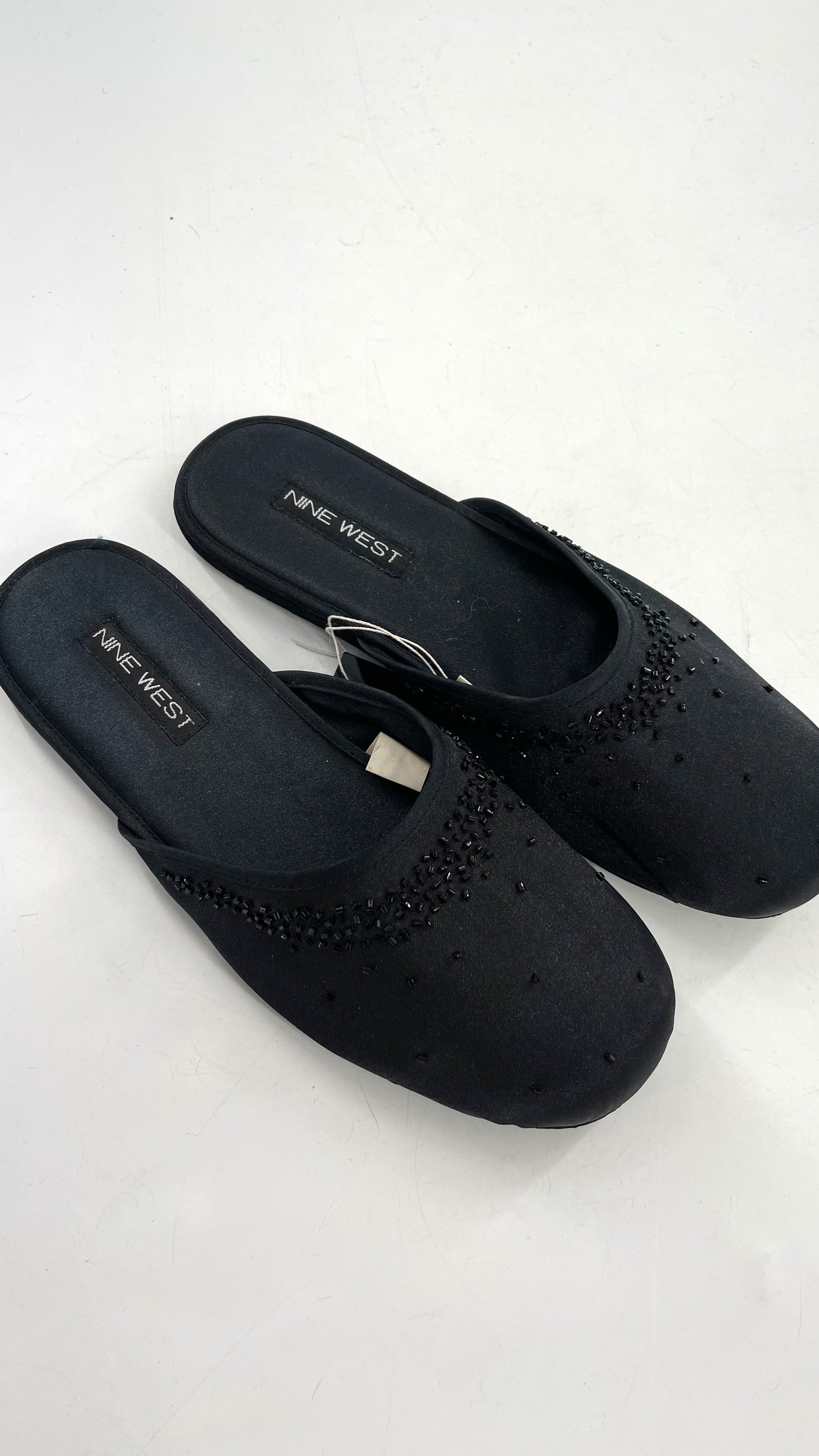 Vintage Nine West Black Satin Beaded Slipper Flats (9/10)