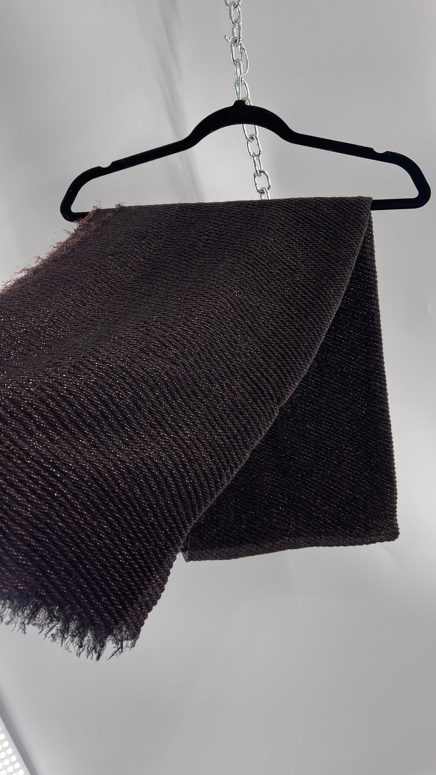 Maurice’s Black Thin Knit Voluminous Scarf with Bronze Woven Tinsel