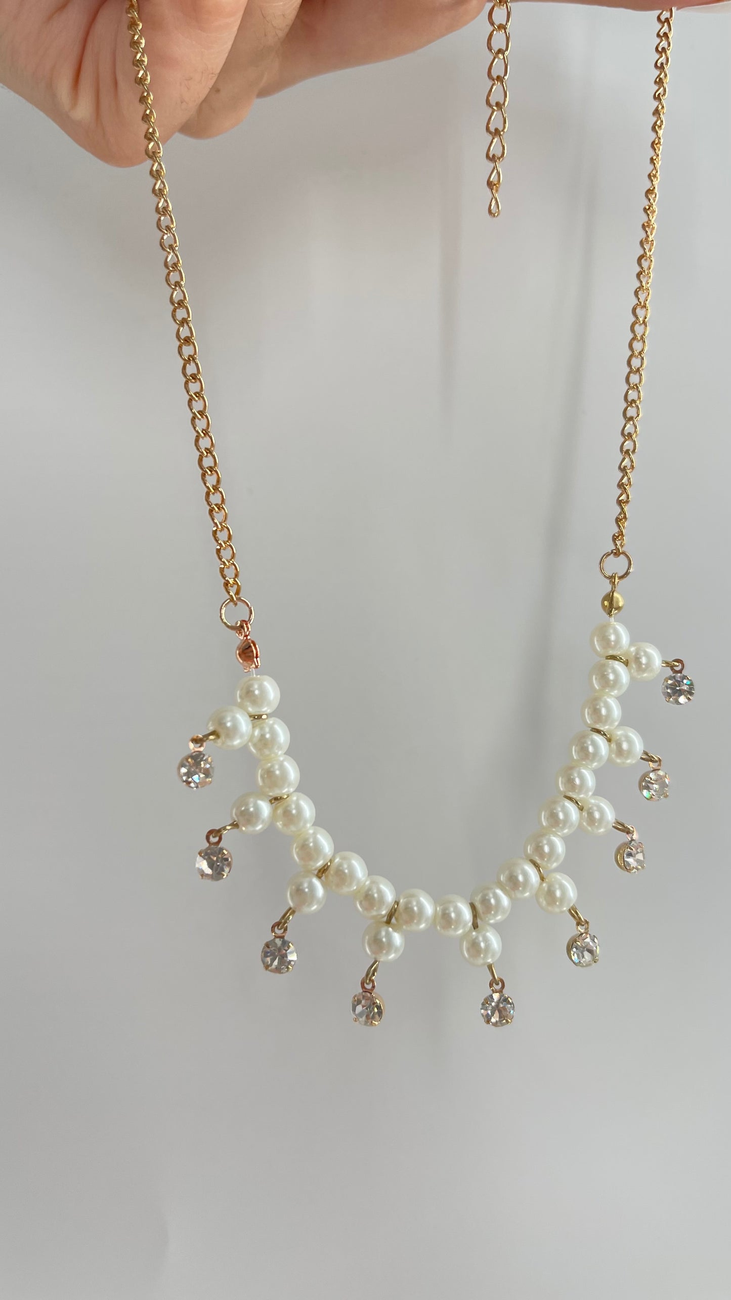Pearl and Rhinestone Charm Choker