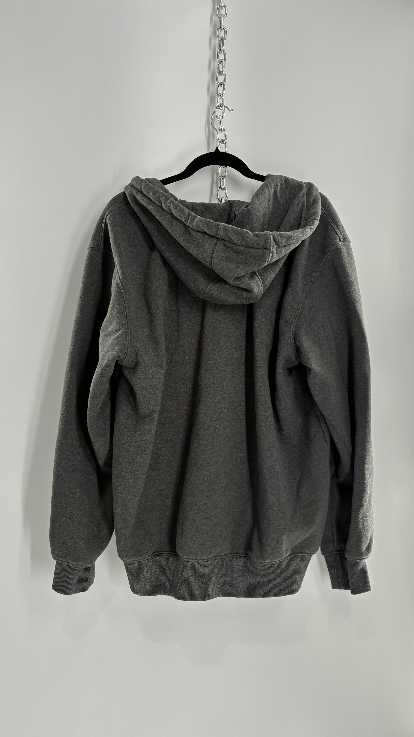 CARHARTT Rain Defender Charcoal Grey Full Zip Heavy Knit Hoodie (Large)