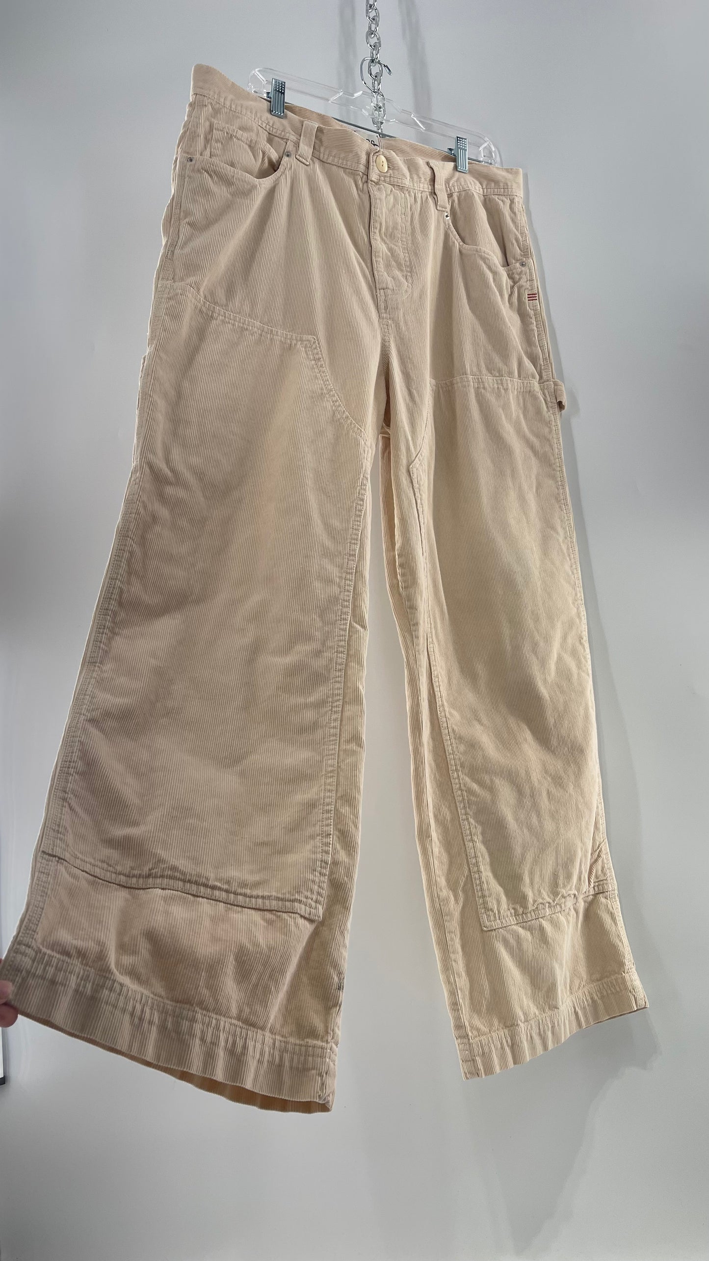 Urban Outfitters BDG Beige Corduroy Cargos with Leg Patches (36)