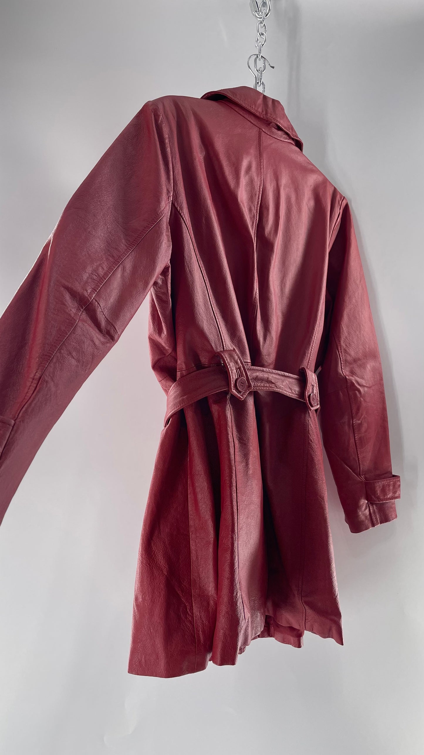 Vintage MetroStyle Red Leather Trench (C)(L/XL)