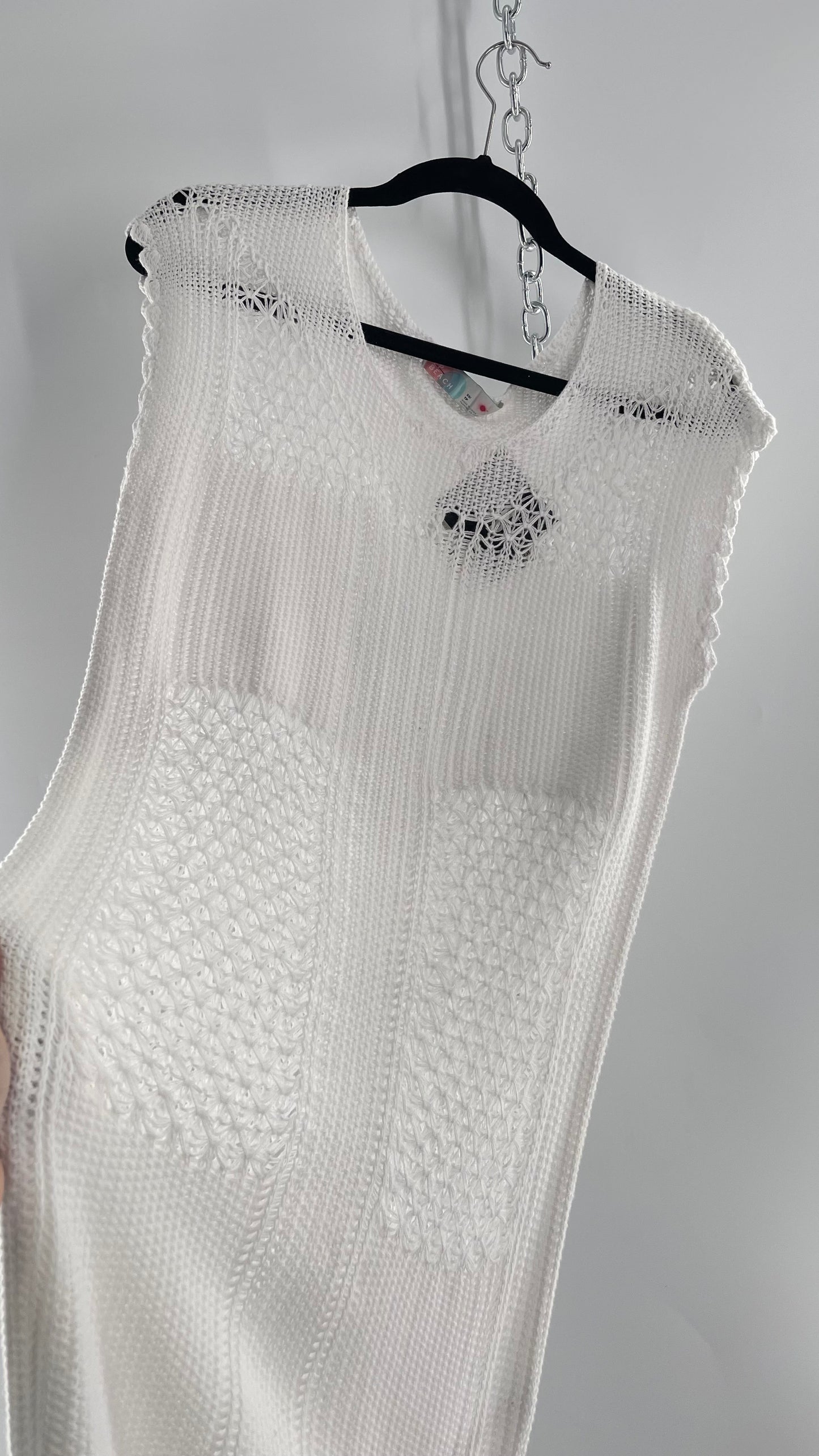 Free People White Crochet Knit Maxi Dress (XS)