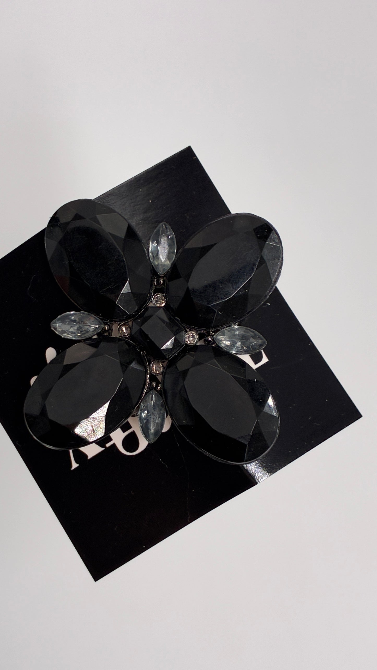 Vintage Black Oversized Jewels Pin Brooch