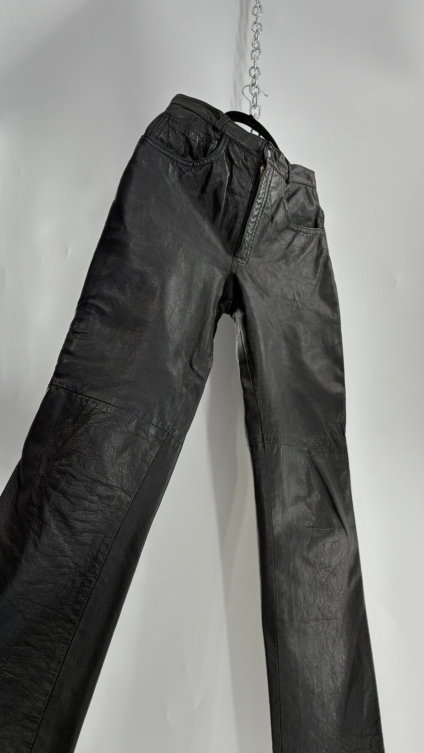 Vintage LILLIE RUBEN High Waisted Black Thin Leather Pants (6)
