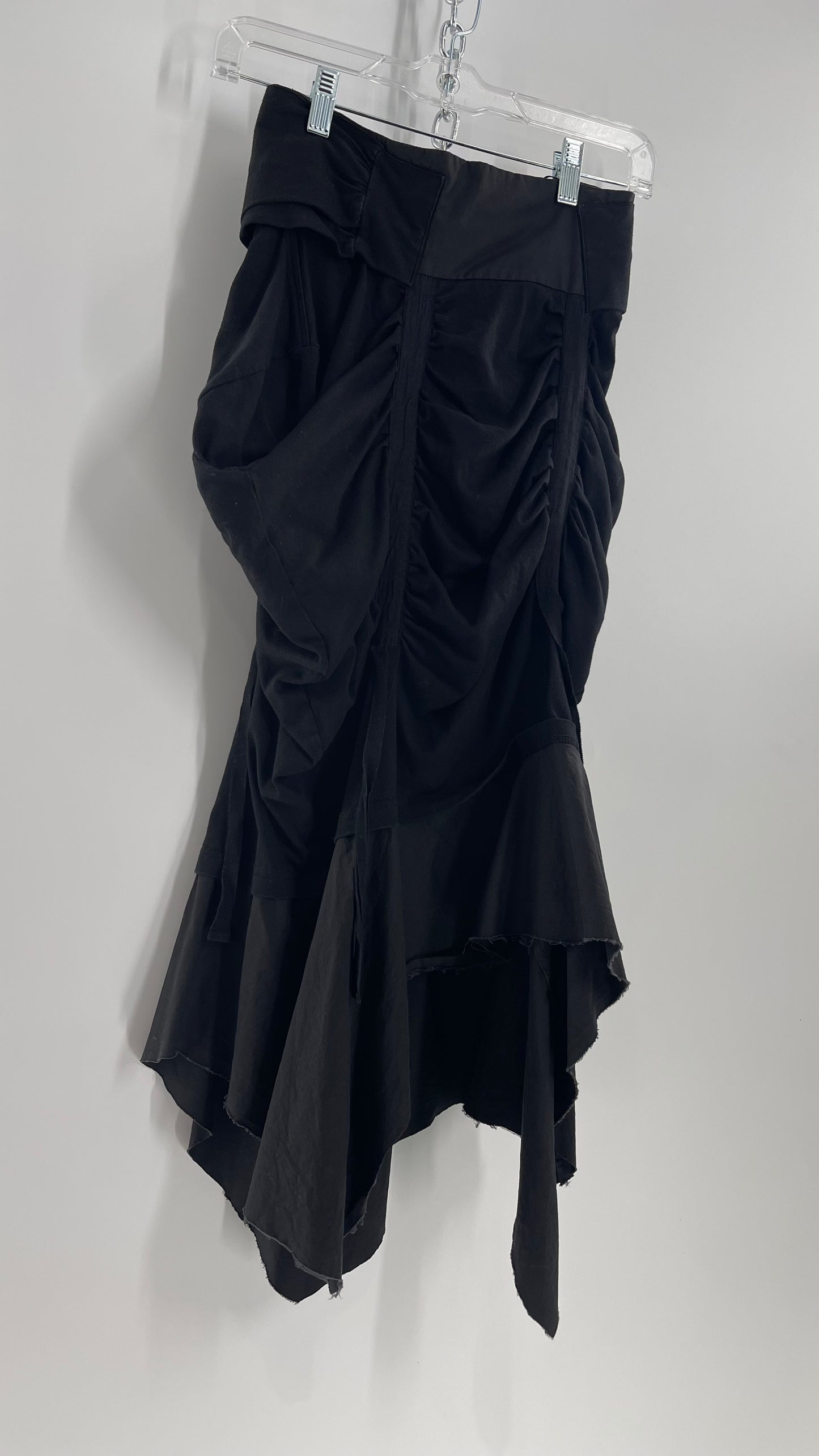 AGANOVICH Black TS50 Jersey Ruched Asymmetric Cargo Skirt with Gold Zipper (0)
