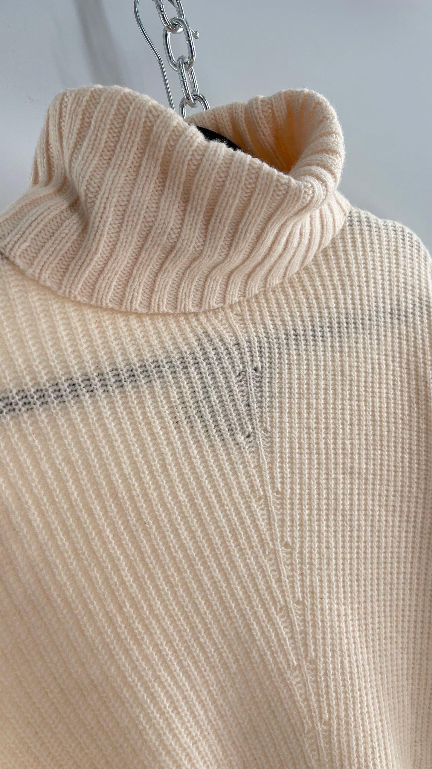 MOTH Anthropologie 80% Wool Ivory Off White Knit Turtle Neck Sweater (Small)