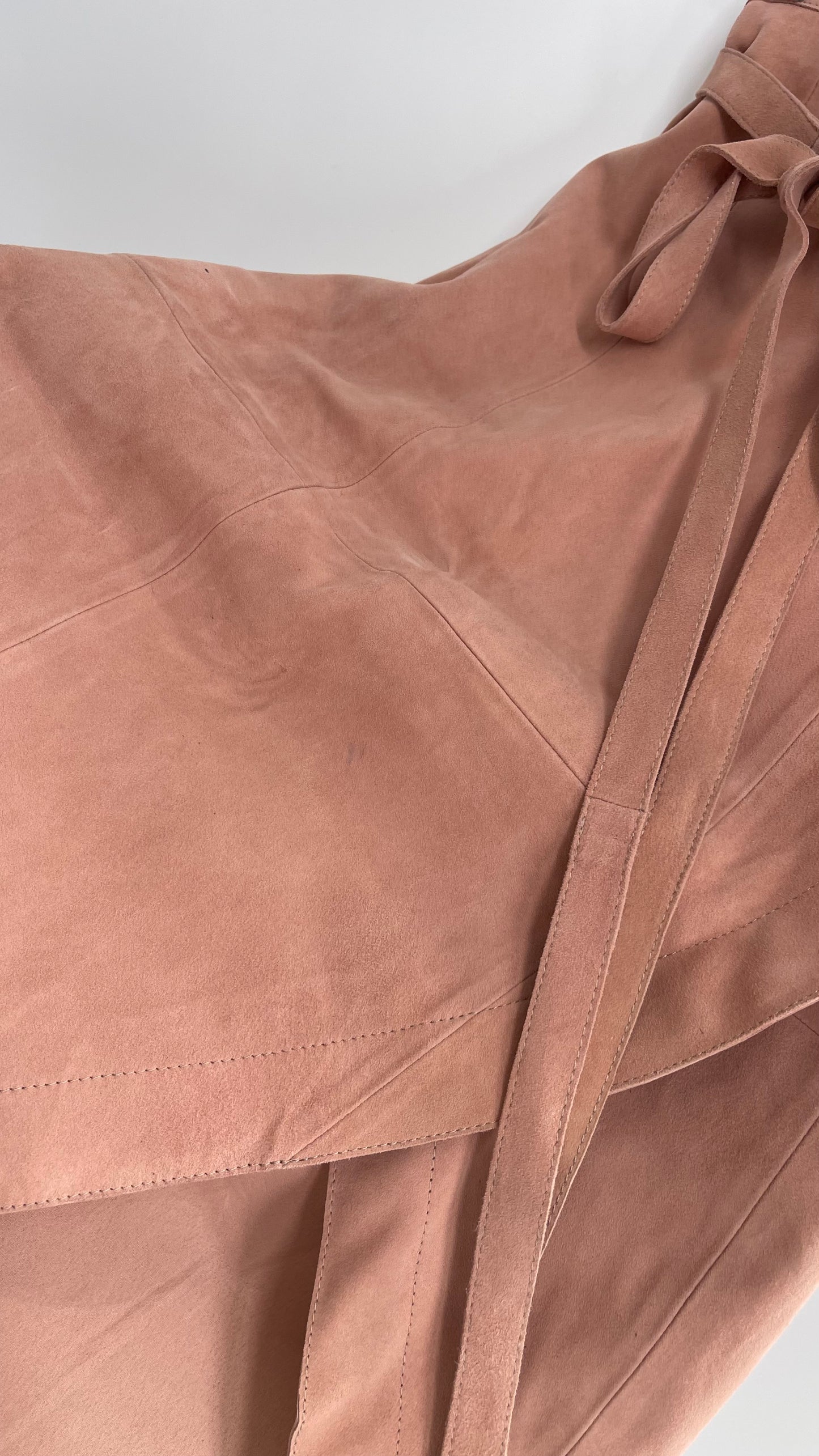 Free People Blush Genuine Suede Leather Tie Waist Long Skirt (2)