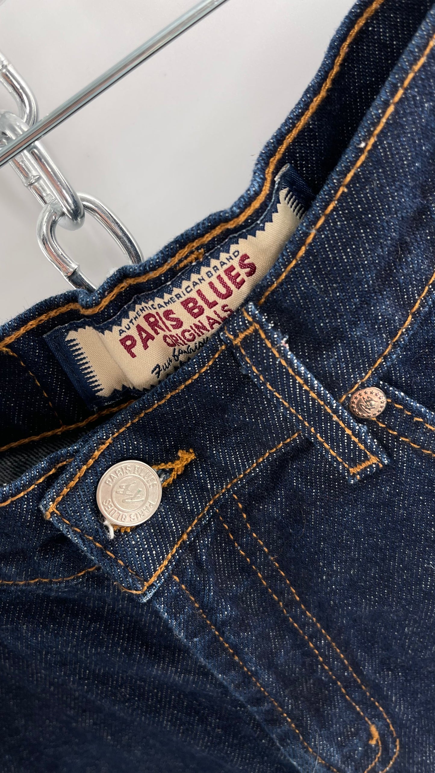 Vintage PARIS BLUES Dark Wash Kick Flare Denim Jeans(5)