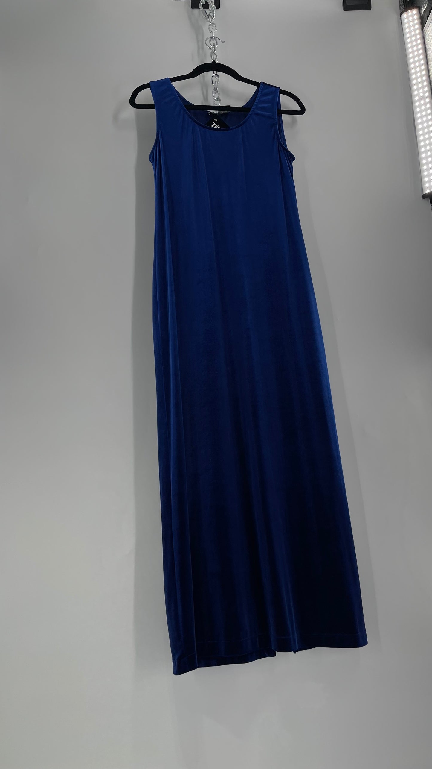 Vintage Carol Anderson Royal Blue Velvet Square Neckline Floor Length Dress (Medium)