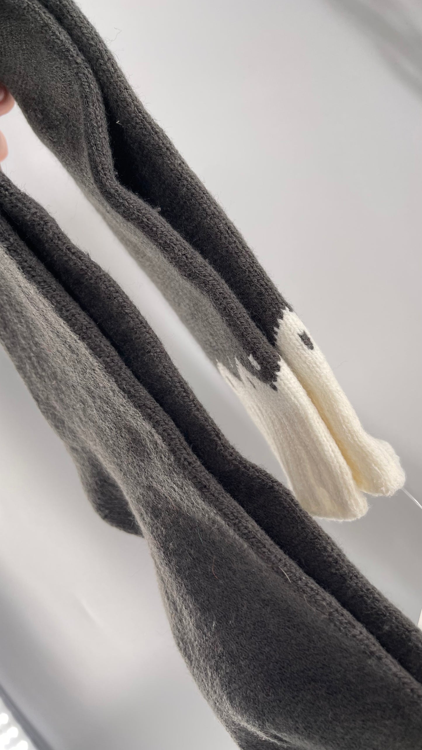 Free People Knit Dark Grey Thigh Socks with White Trim