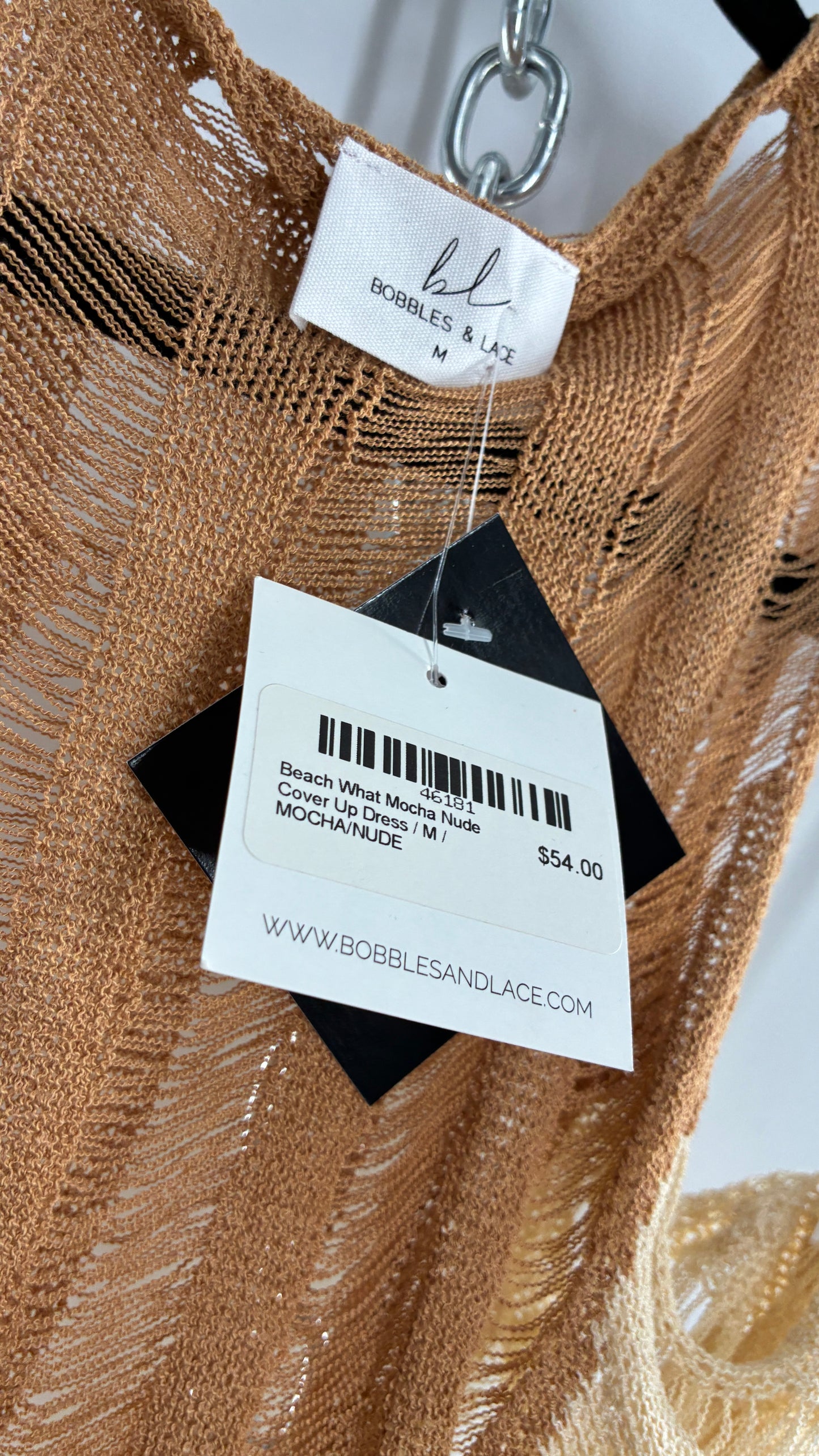 Bobbles & Lace Mocha and Nude Knit Maxi Gown with Tags Attached (Medium)