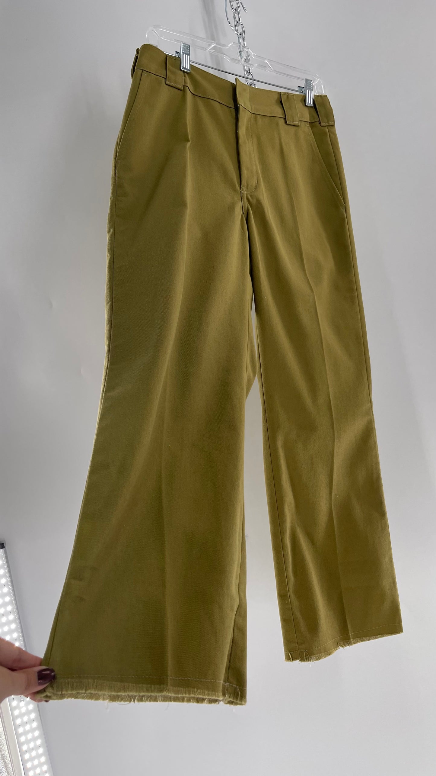 Dickies Mustard Green Cropped with Raw Edge Hem (4)