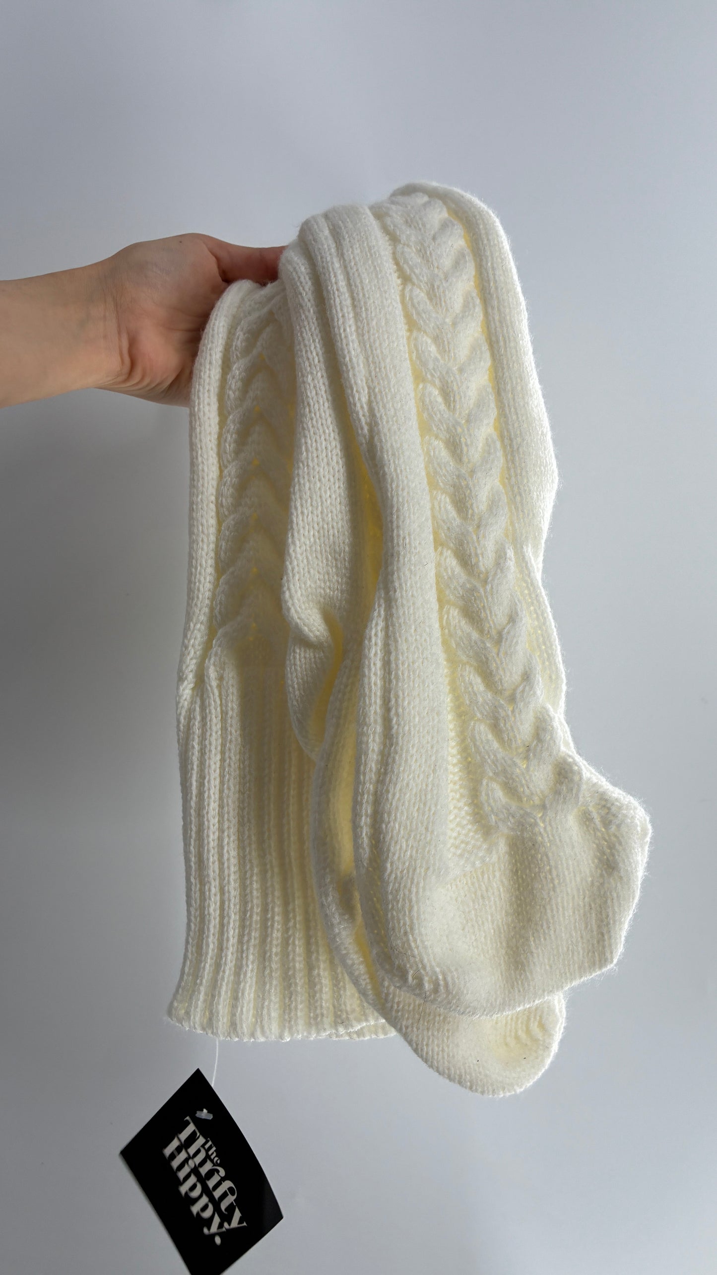NWOT Off White Thick Knit Thigh High Cableknit Socks
