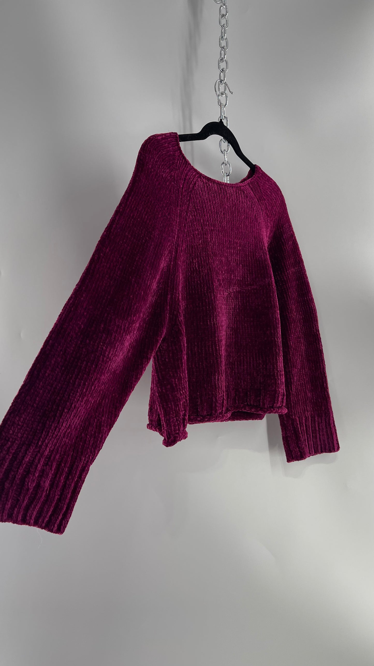 Anthropologie MOTH Fuchsia Purple Chenille Sweater (XS)