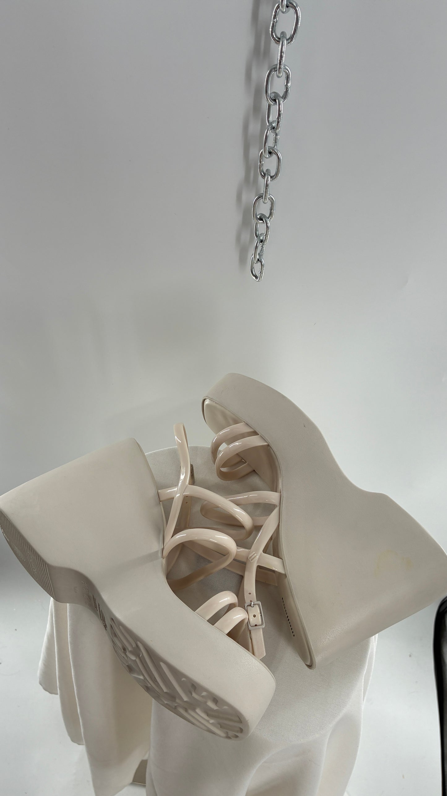 MELISSA Jelly Jessie Beige Chunky Wedge Platform Sandal (10)